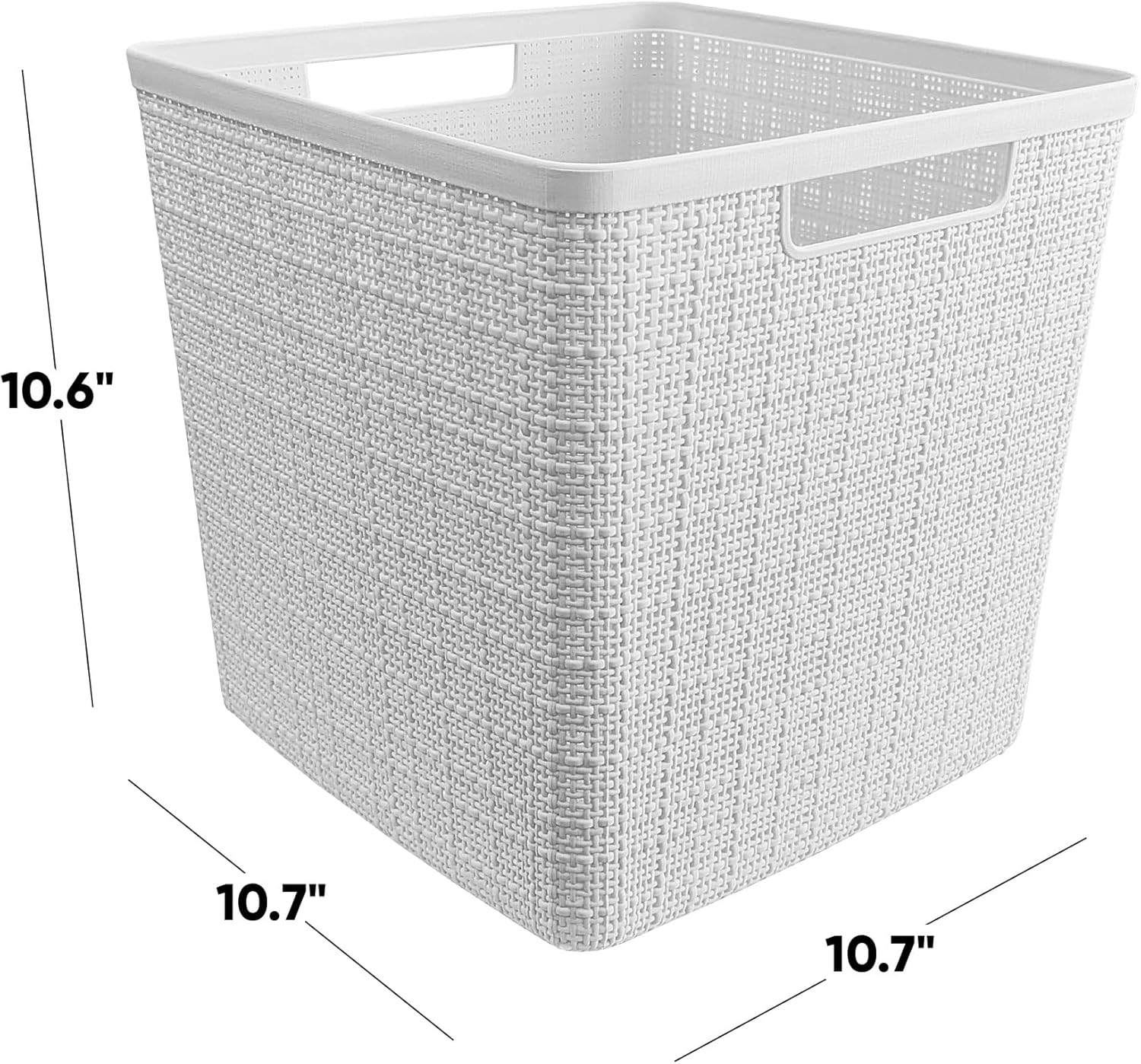 Curver Jute Decorative Plastic Organization and Storage Basket Perfect Bins for Home Office, Closet