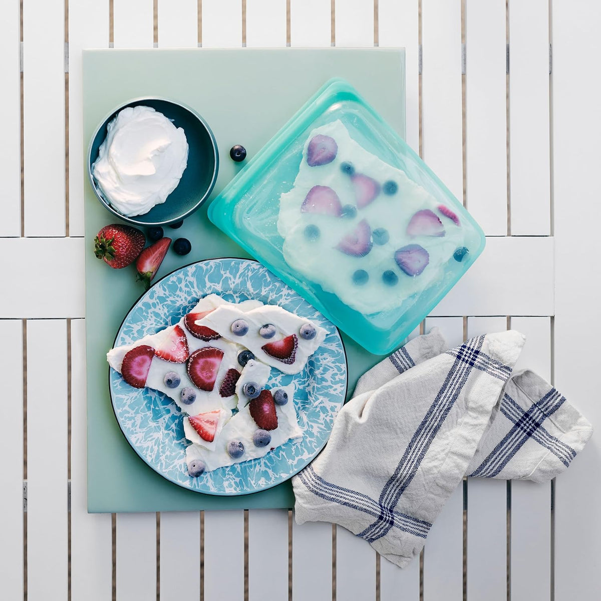 Stasher Premium Silicone Reusable Food Storage Bags, 4-Pack, Aqua, Multi-Use Food Storage Bags