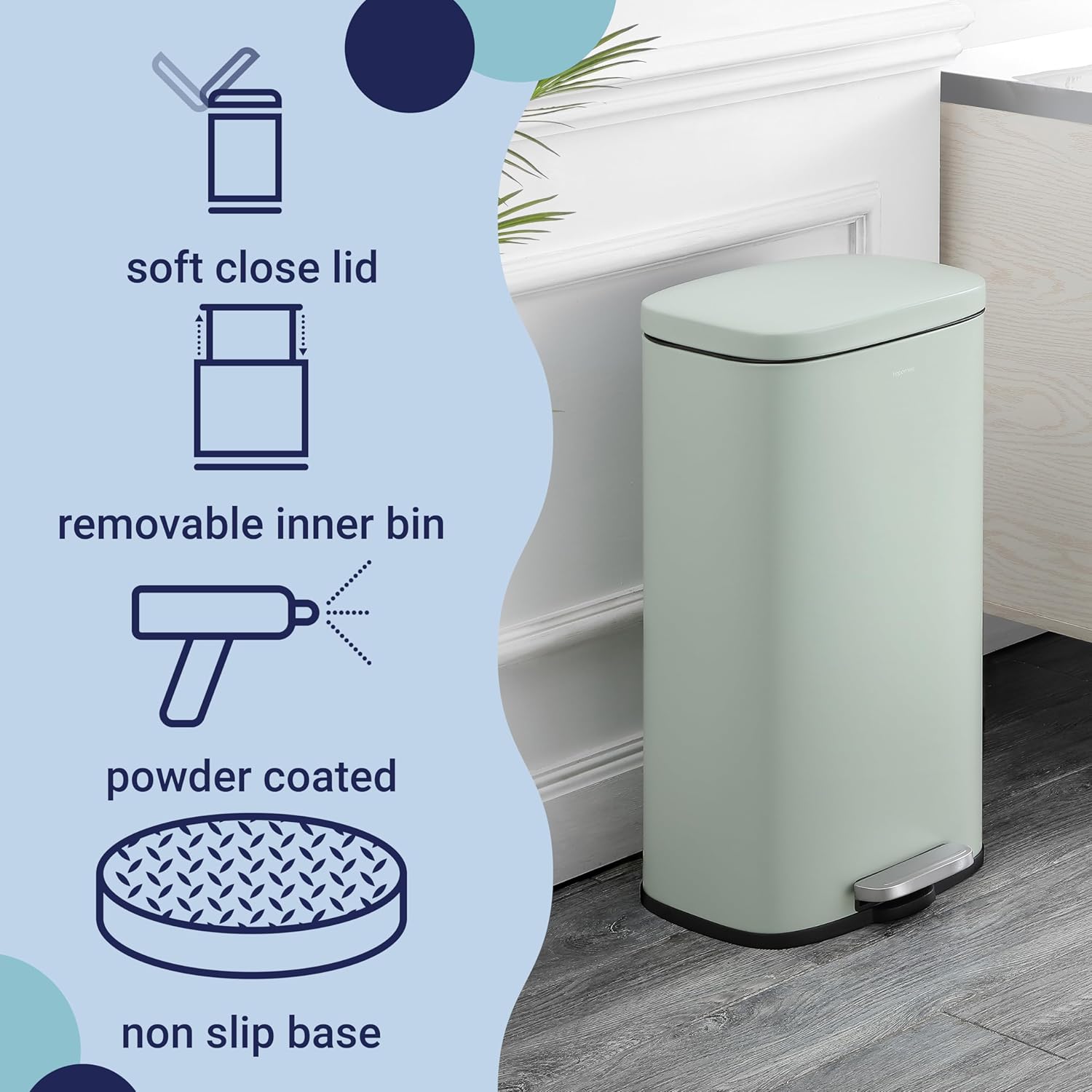 happimess HPM1011H Curtis 8-Gallon Step-Open Trash Can, Fingerprint Resistant, Modern, Minimalistic
