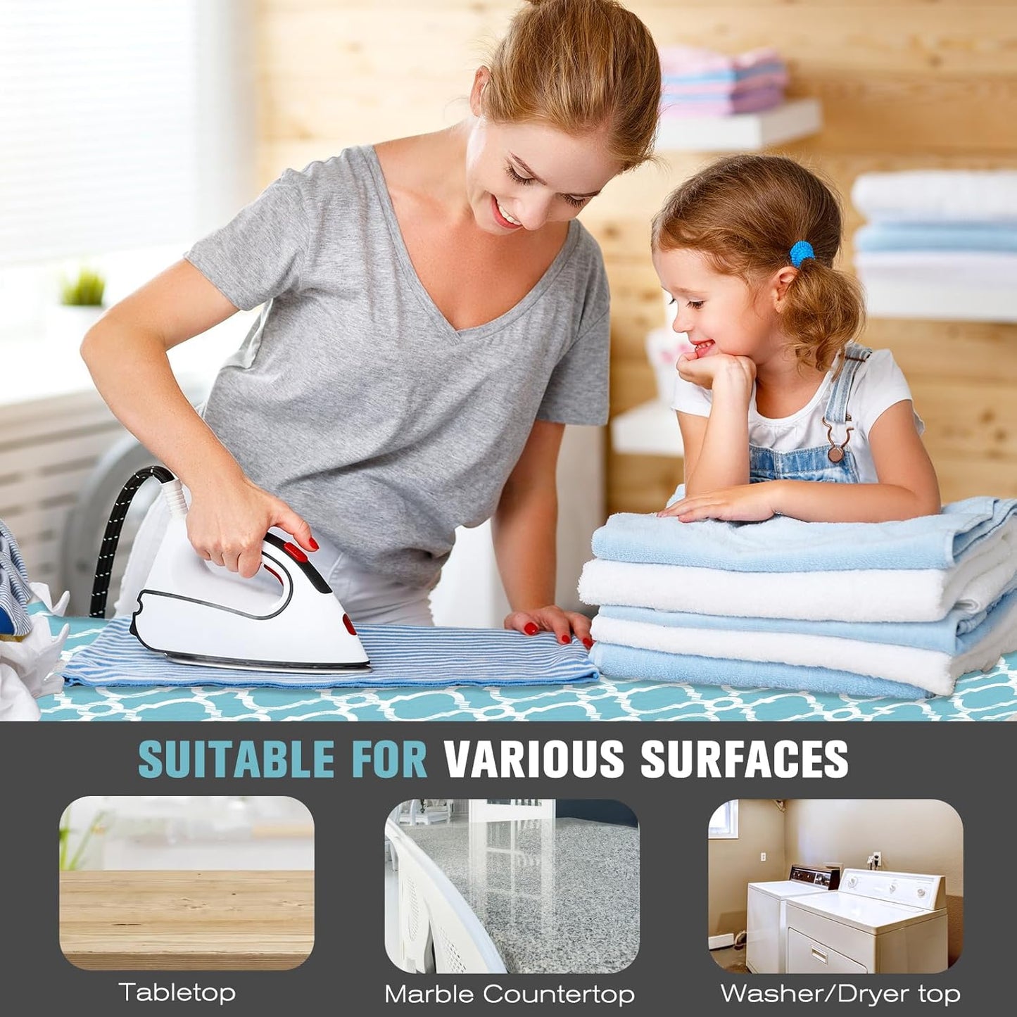Ironing Mat, Portable Travel Ironing Pad, 28 x 24inch Ironing Mat for Table Top of Washer, Dryer