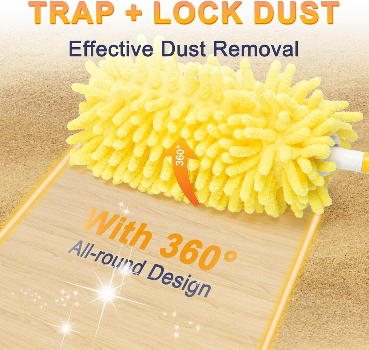 KeFanta Reusable Duster Refill for Swiffer, 360° Heavy Duty Duster Refills 8Pcs with 1 Handle
