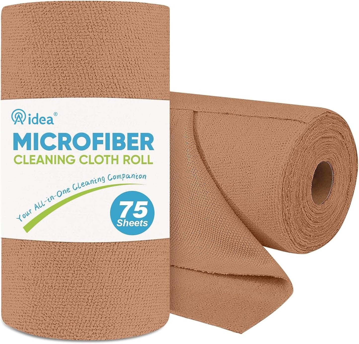 AIDEA Microfiber Cleaning Cloth Roll, 75PK, Reusable Paper Towels Tear Away Cloth, Microfiber