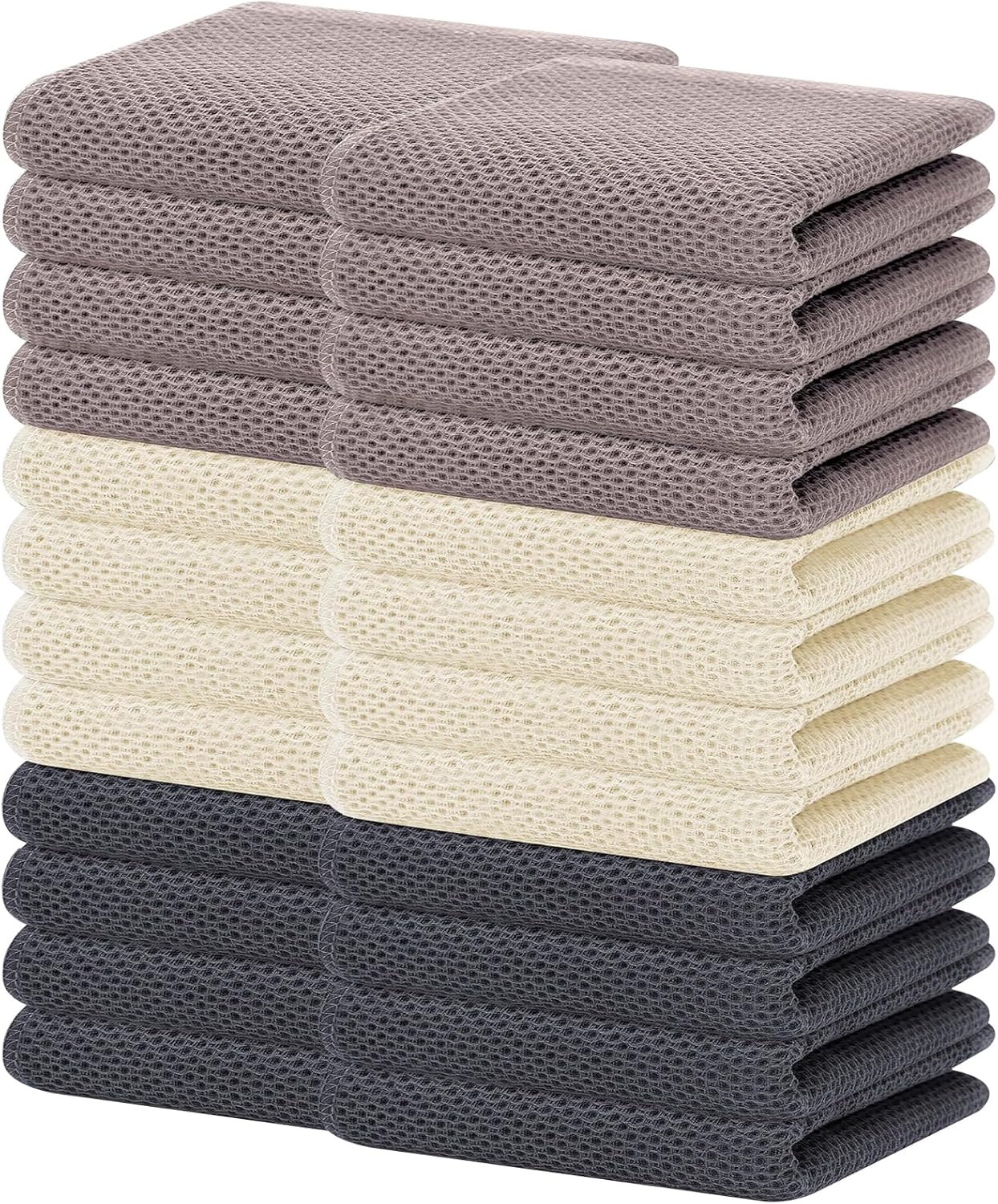 Homaxy 100% Cotton Waffle Weave Kitchen Dish Towels, Ultra Soft Absorbent Quick Drying Cleaning