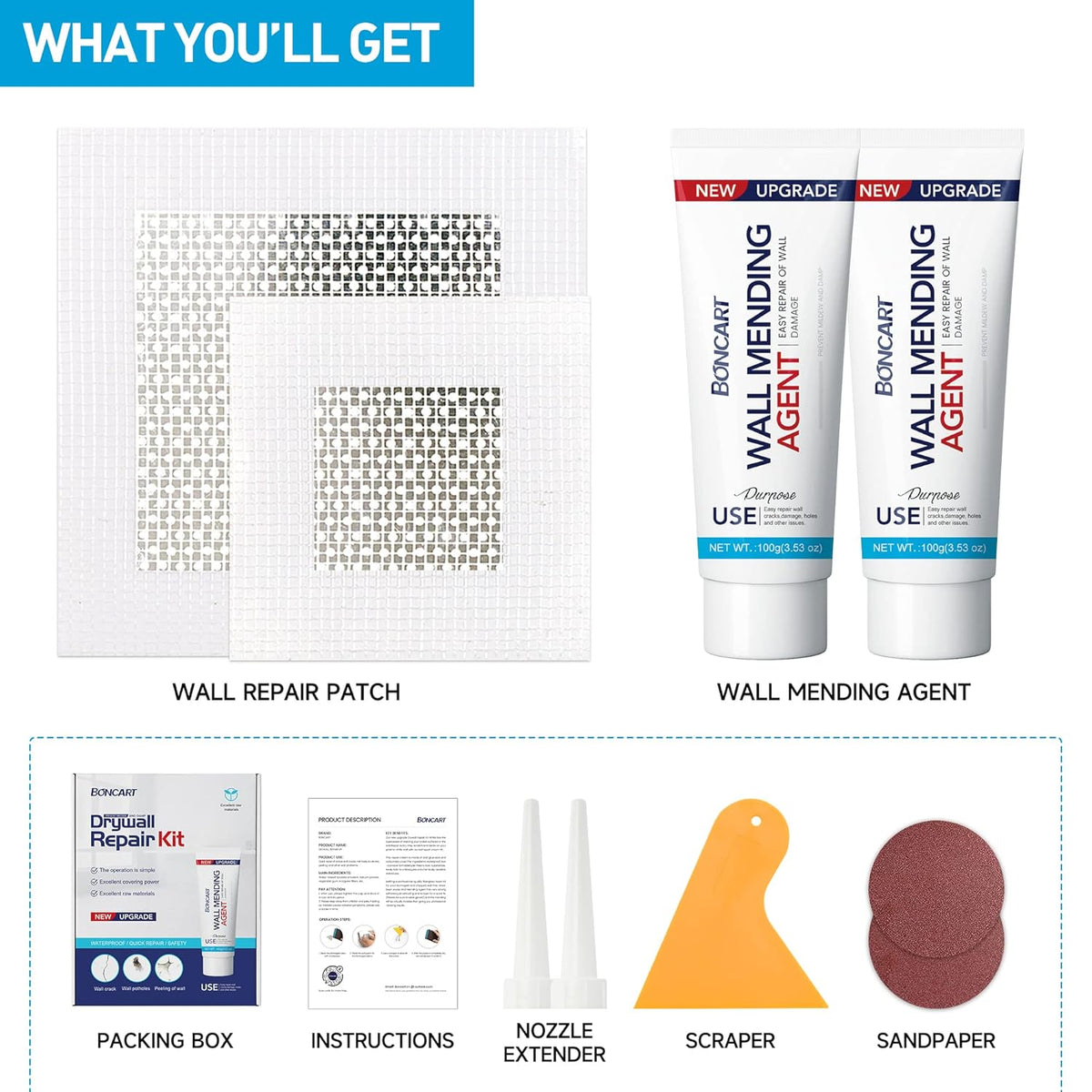 Spackle Wall Repair Kit, Drywall Repair Patch Kit,Wall Mending Agent Putty,Wall Repair Paste