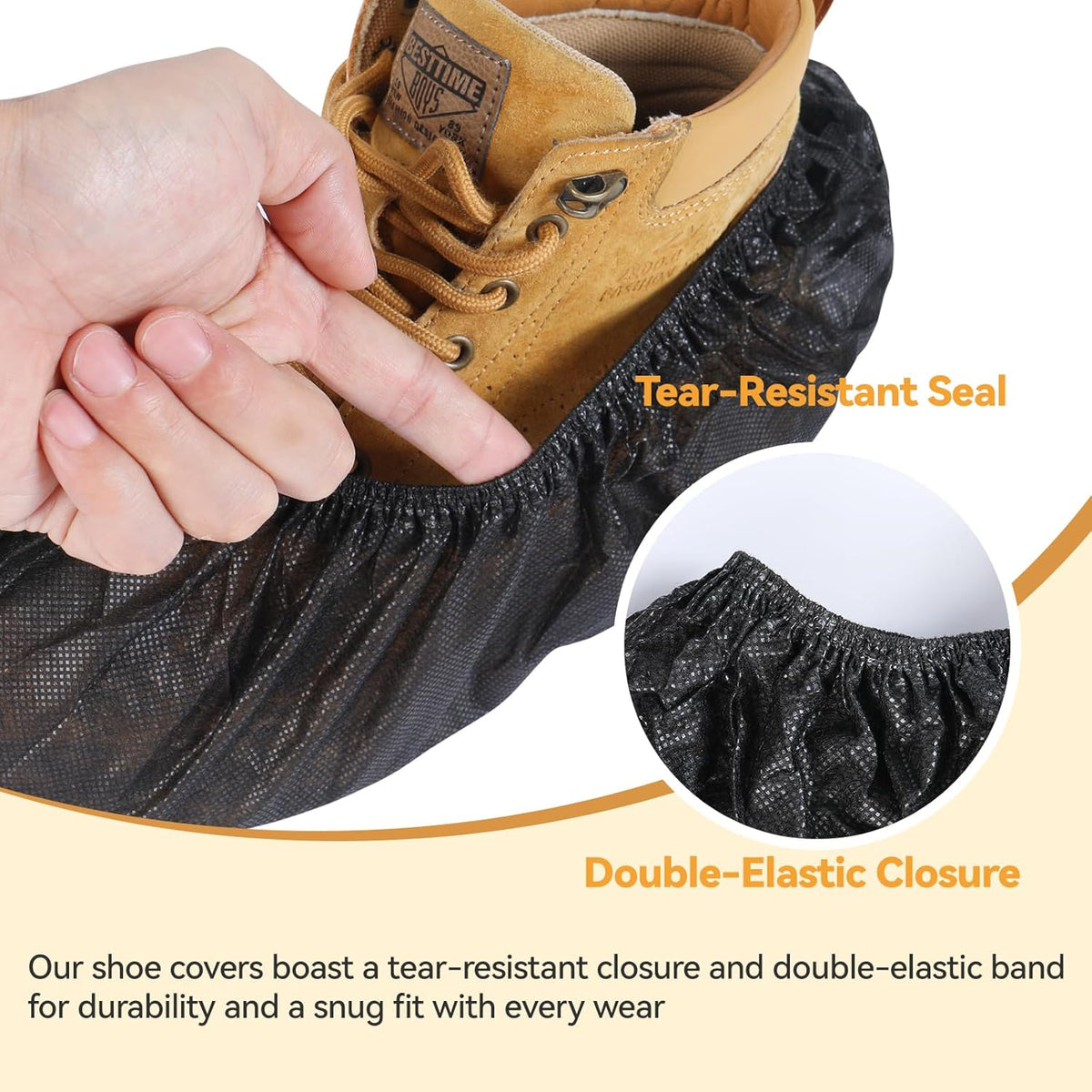 100Pcs Shoe Covers Disposable Non Slip, Large Size Non-Woven Boot Covers, Breathable and Durable