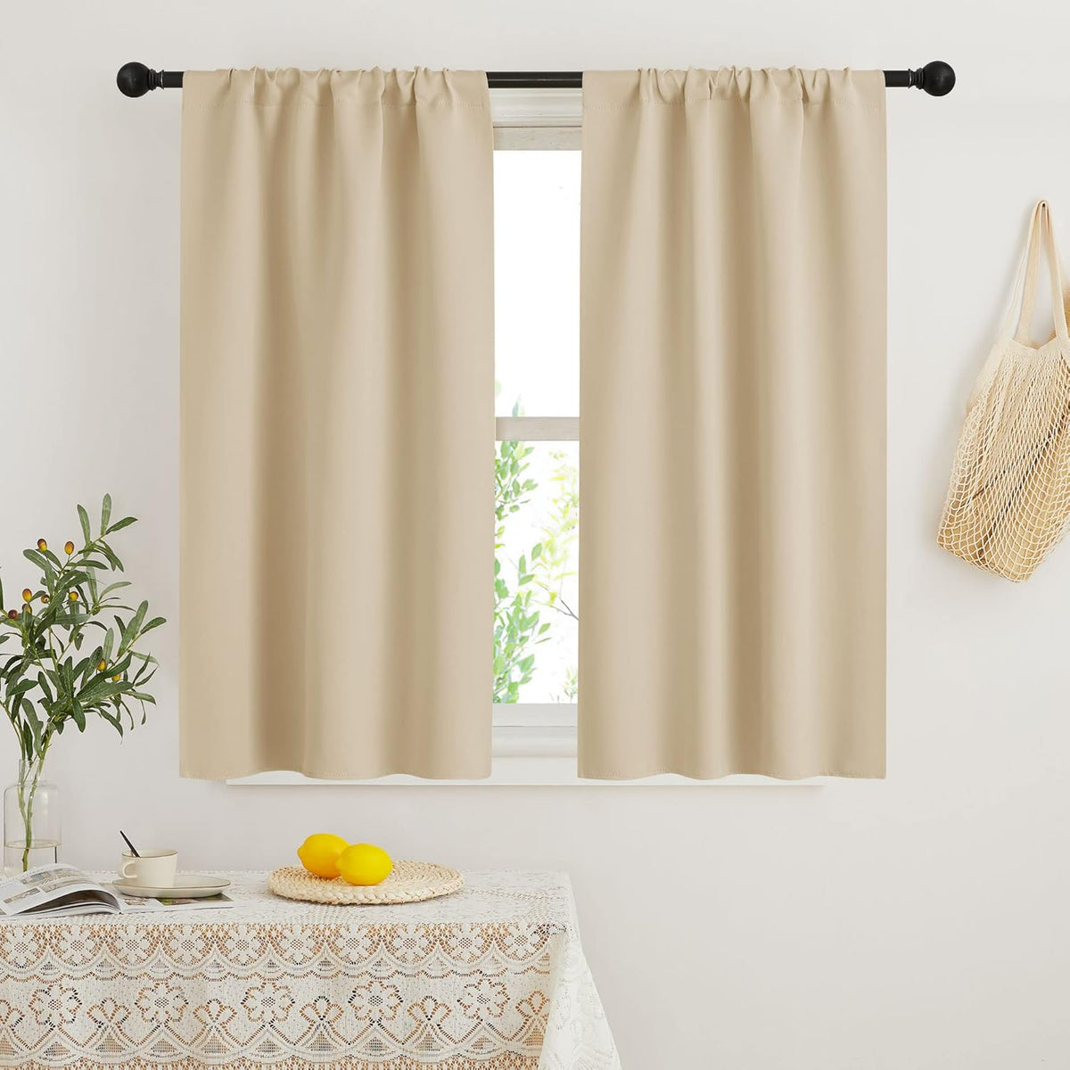 RYB HOME Dorm Curtains Room Darkening, 45 inch Length Privacy Window Treatment Thermal Insulated