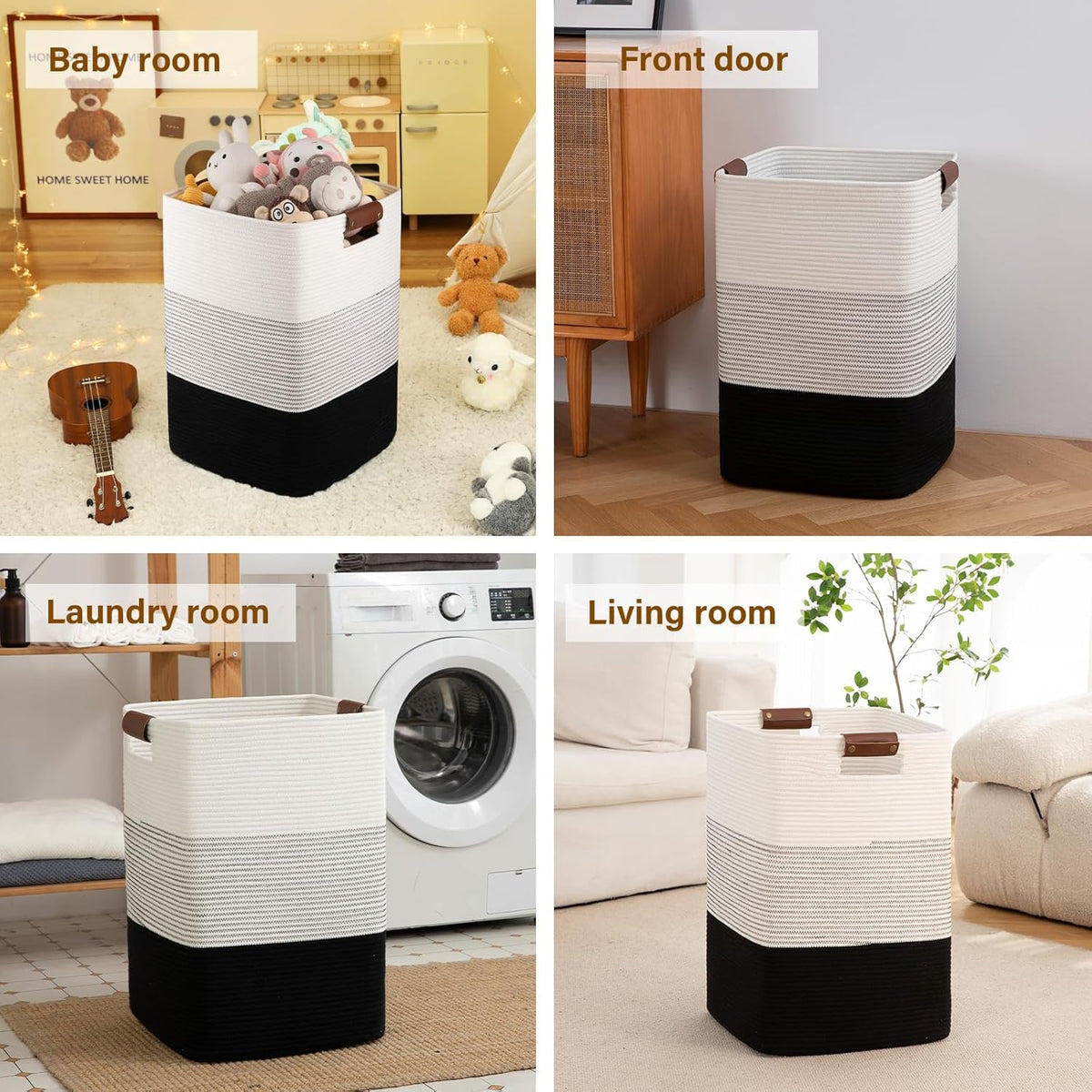 Laundry Hamper 96L Extra Large Laundry Basket, Woven Blanket Basket, Cotton Woven Storage Hamper