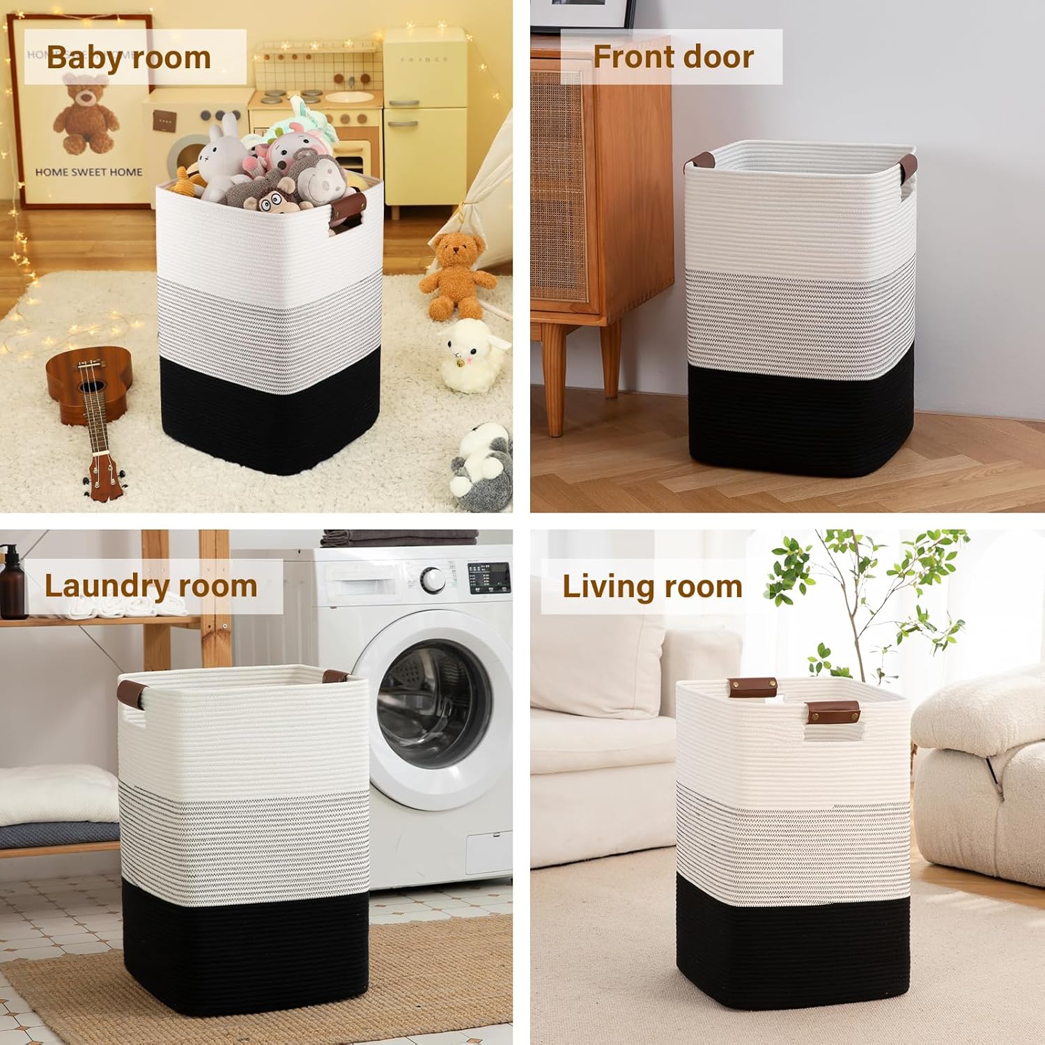 Laundry Hamper 96L Extra Large Laundry Basket, Woven Blanket Basket, Cotton Woven Storage Hamper