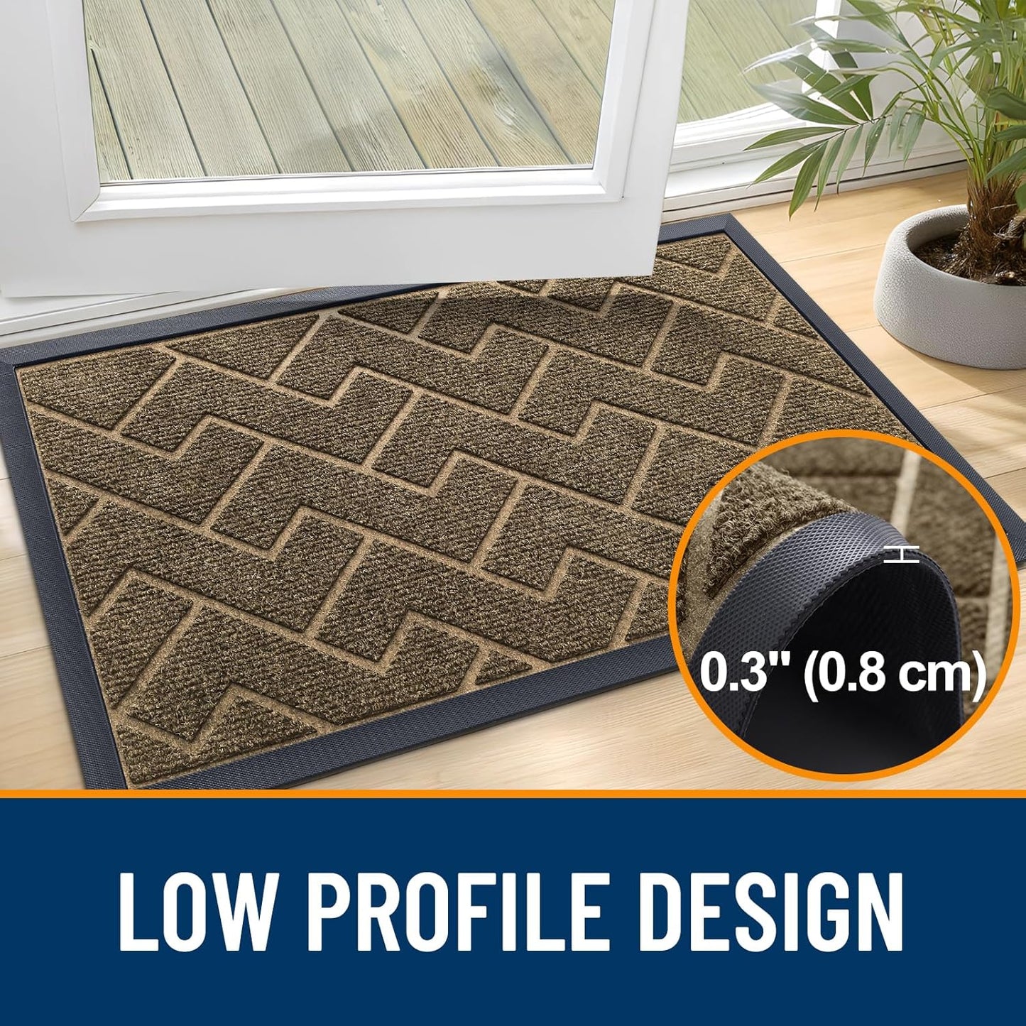OLANLY Front Door Mat Indoor Outdoor Entrance, Waterproof All-Season, All-Weather Doormat, Sturdy