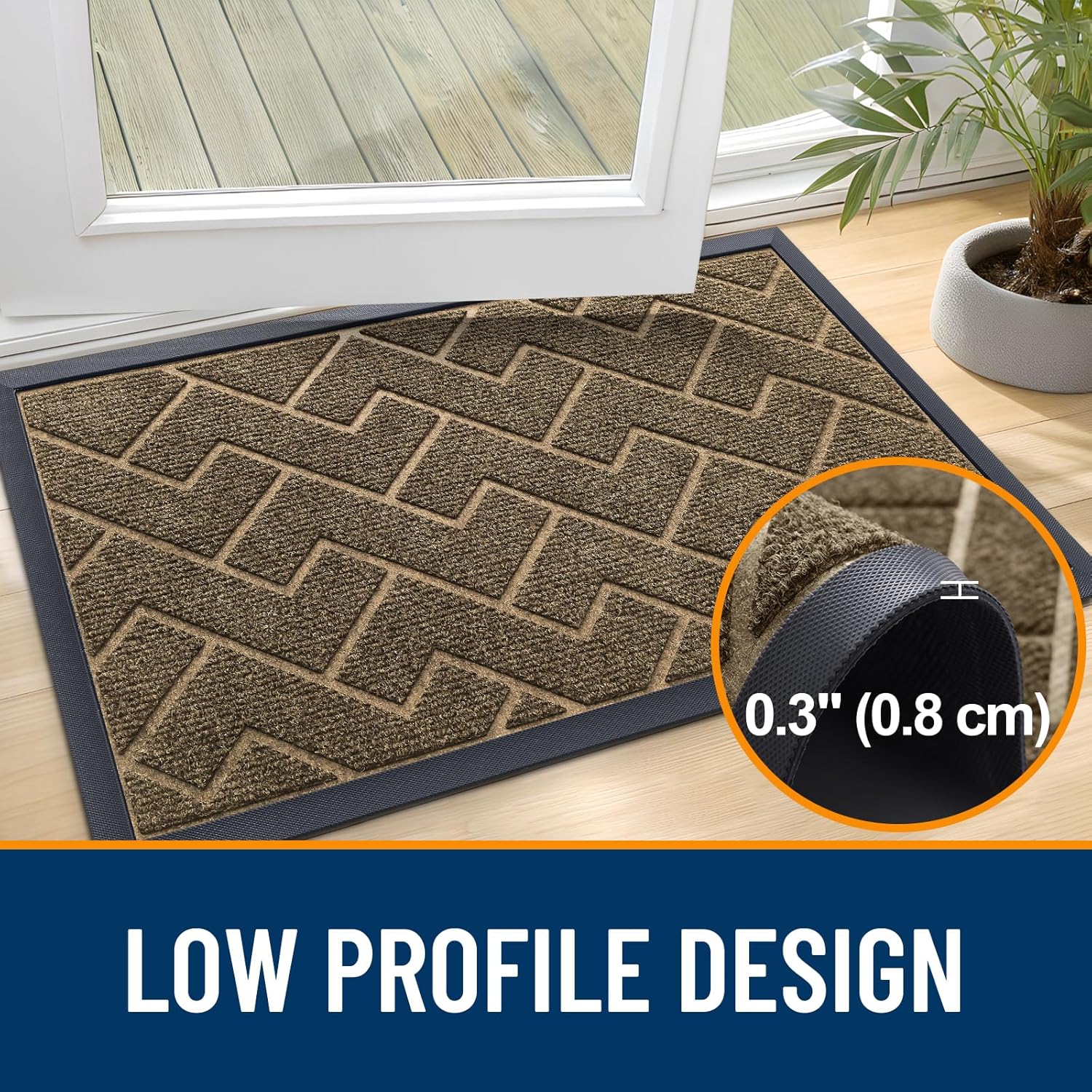 OLANLY Front Door Mat Indoor Outdoor Entrance, Waterproof All-Season, All-Weather Doormat, Sturdy