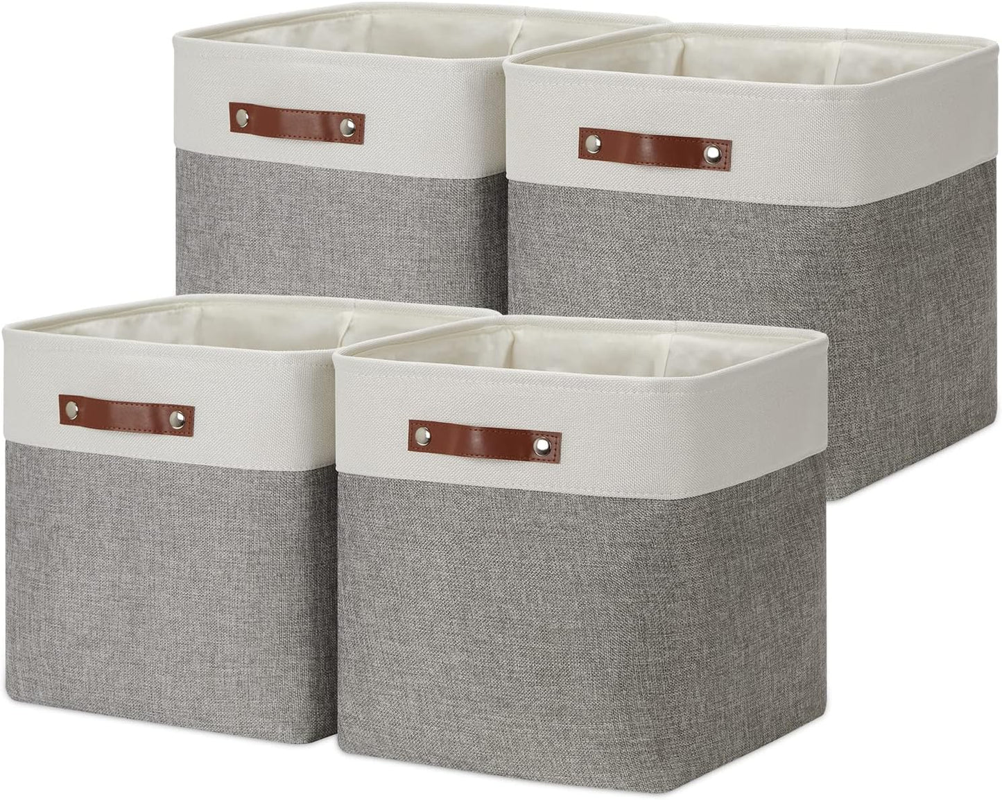 DULLEMELO 13 inch Fabric Storage Cubes 4 Pack Foldable Baskets/Bins for Home Office Organizer