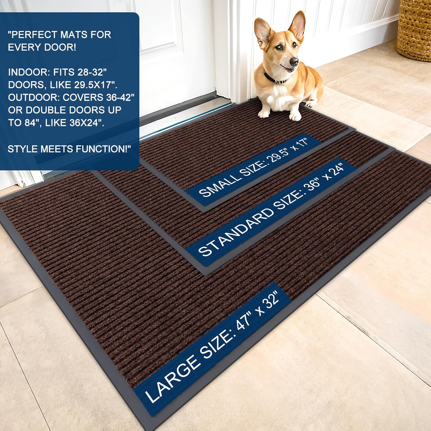 OLANLY Front Door Mat Indoor Outdoor Entrance, Waterproof Heavy Duty Doormat, Fade Resistant, Low