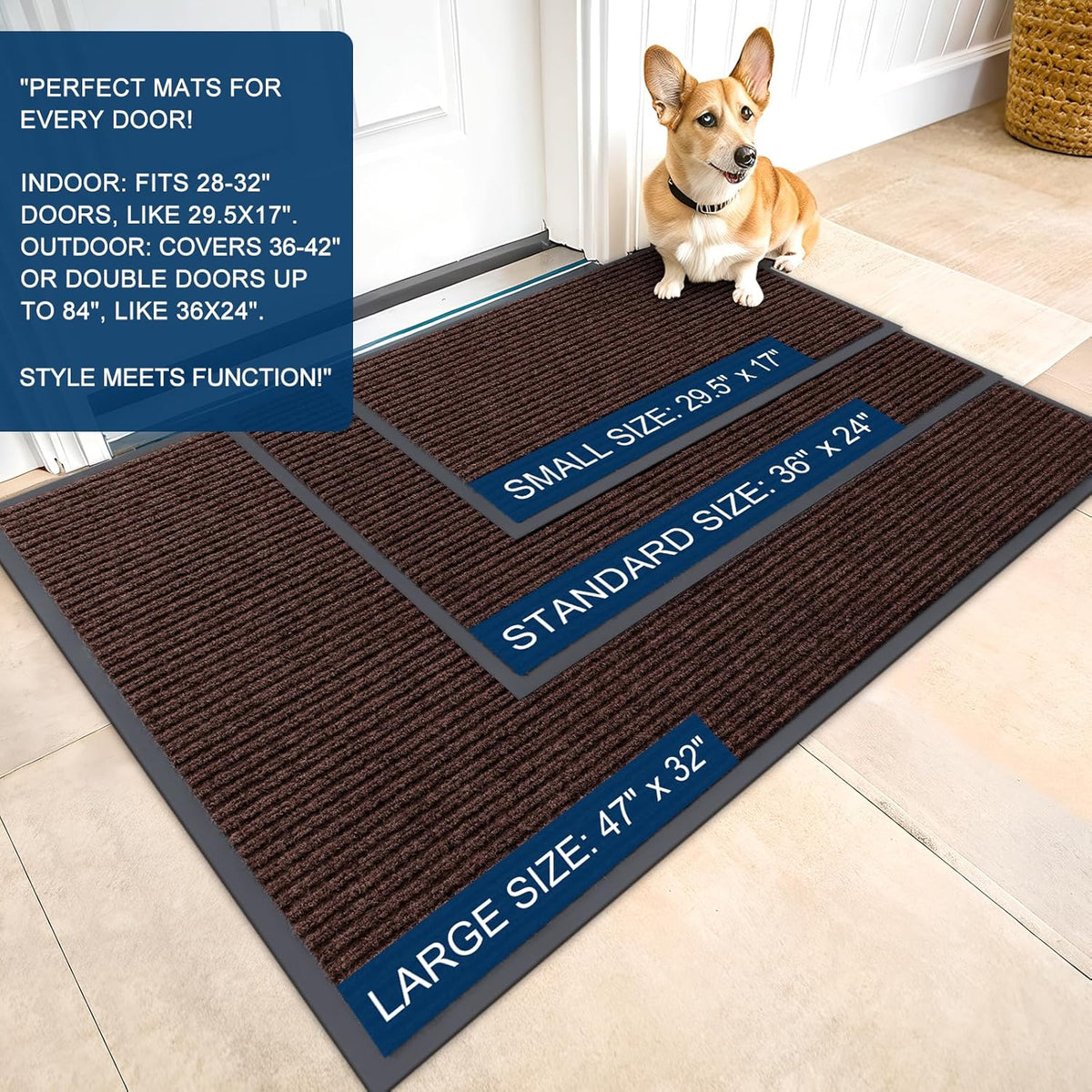 OLANLY Front Door Mat Indoor Outdoor Entrance, Waterproof Heavy Duty Doormat, Fade Resistant, Low