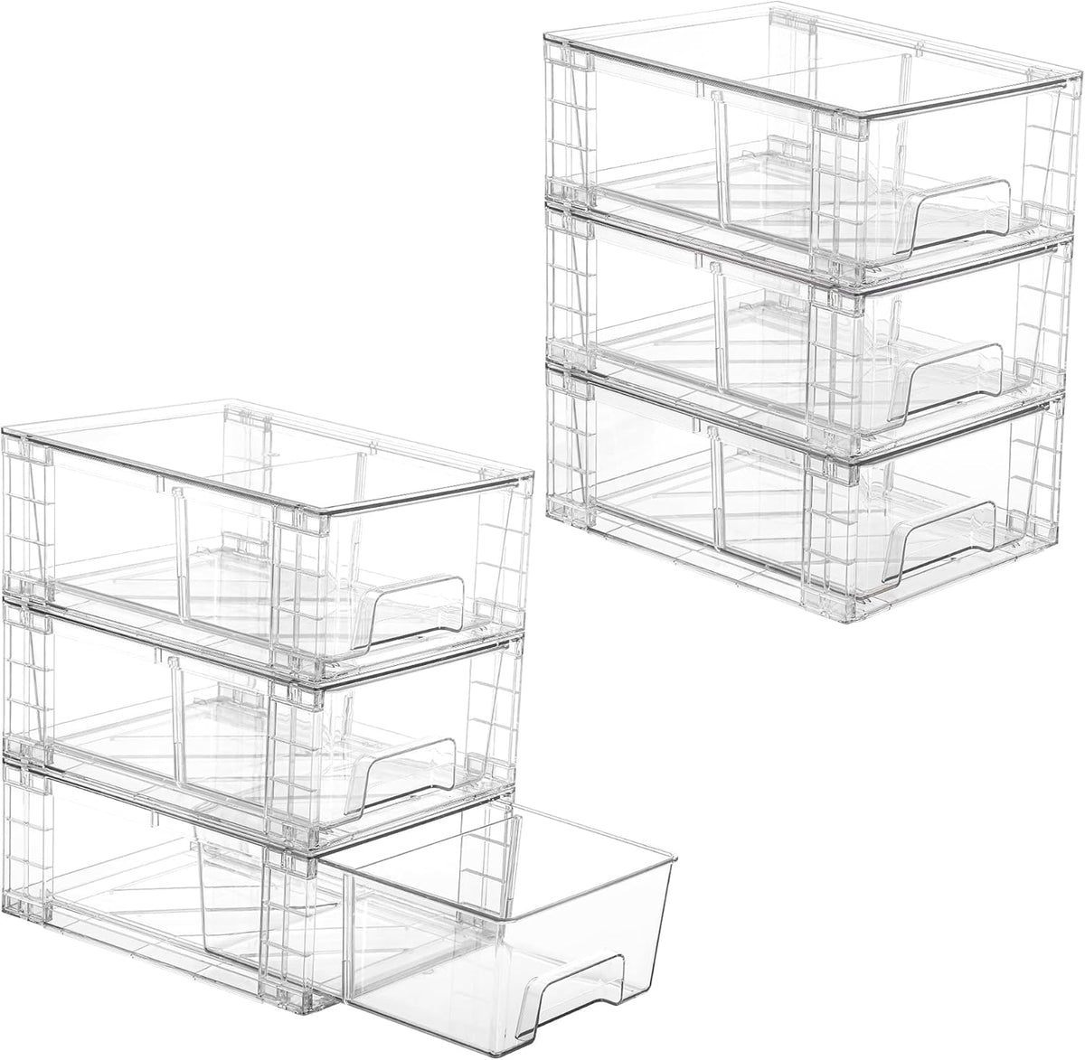 Vtopmart 6 Pack Stackable Storage Drawers,Clear Acrylic Drawer Organizers with Handles, Easily