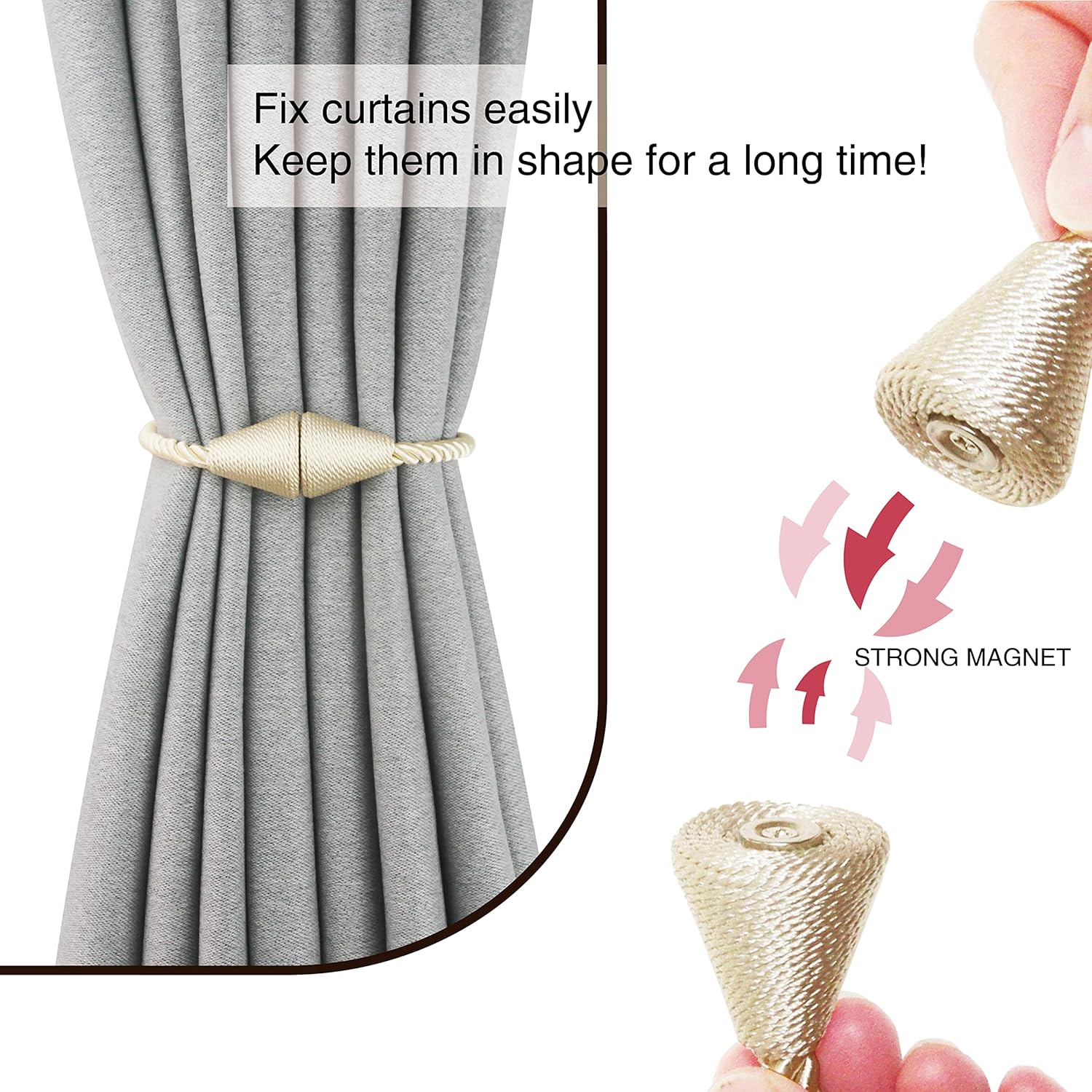 4 Pack Magnetic Curtain Tiebacks Rope Modern Handmade Curtain Tie Backs Decorative Drapes Weave