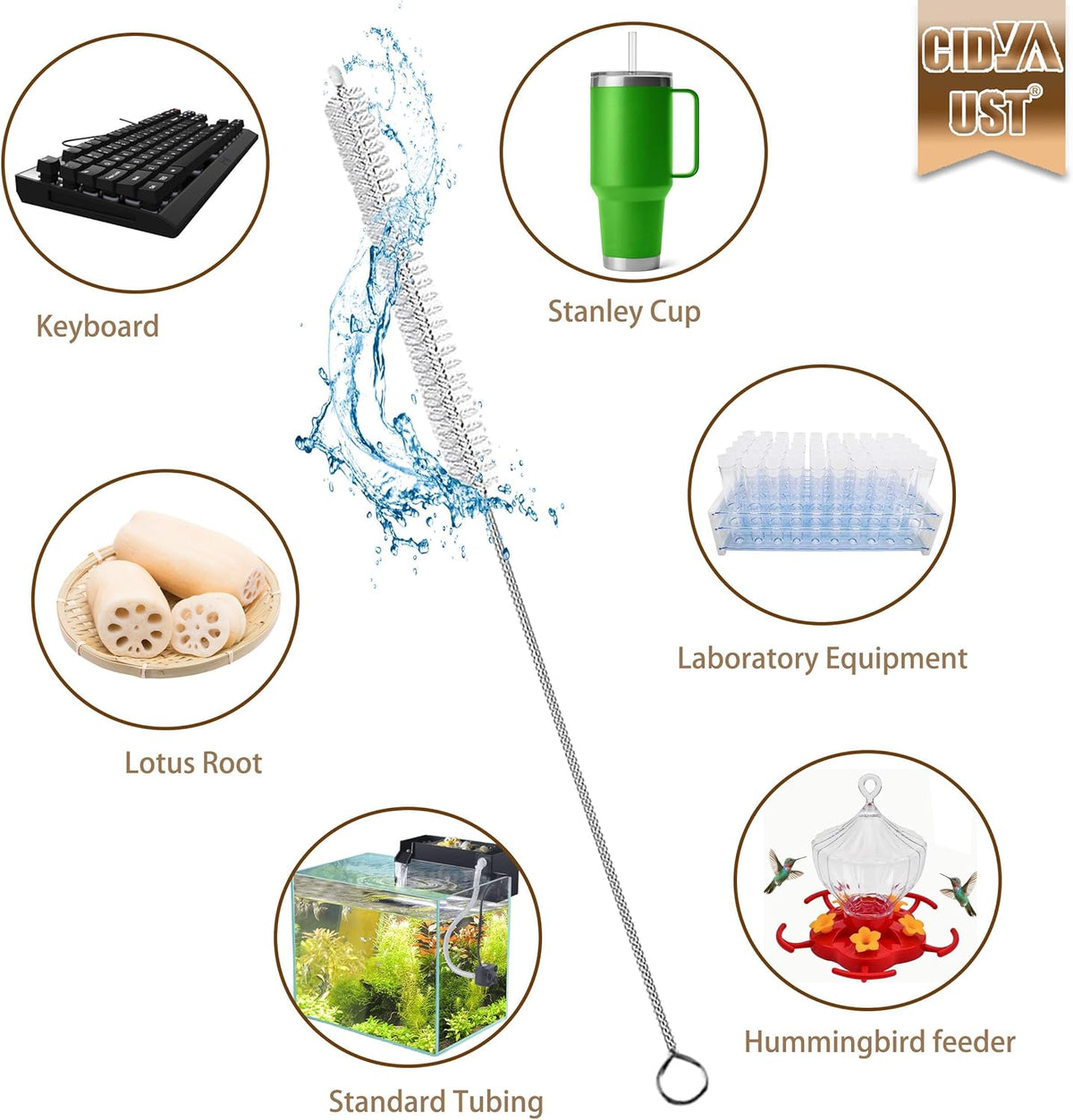 Straw Cleaner Brush Extend 10inch, Straw Brush Cleaner with Nylon Bristles, Reusable Straw Cleaner
