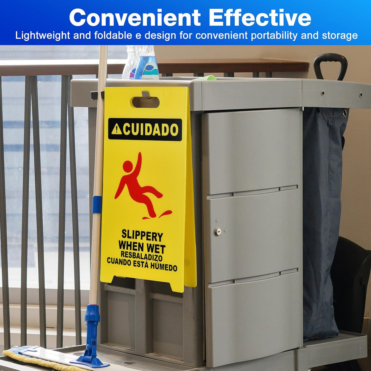 MATTHEW CLEANING 25'' Industrial Wet Floor Sign 6 Pack 2-Sided Durable Corrugated Plastic Birght