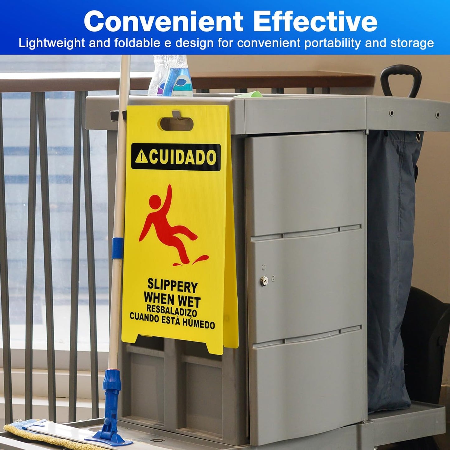 MATTHEW CLEANING 25'' Industrial Wet Floor Sign 12 Pack 2-Sided Durable Corrugated Plastic Birght