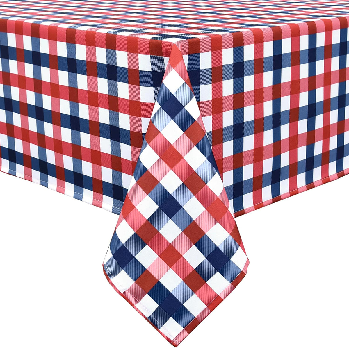 Waterproof Plaid Tablecloth Fabric - Square 58x58 Inch Classic Gingham Checker Table Cloth for