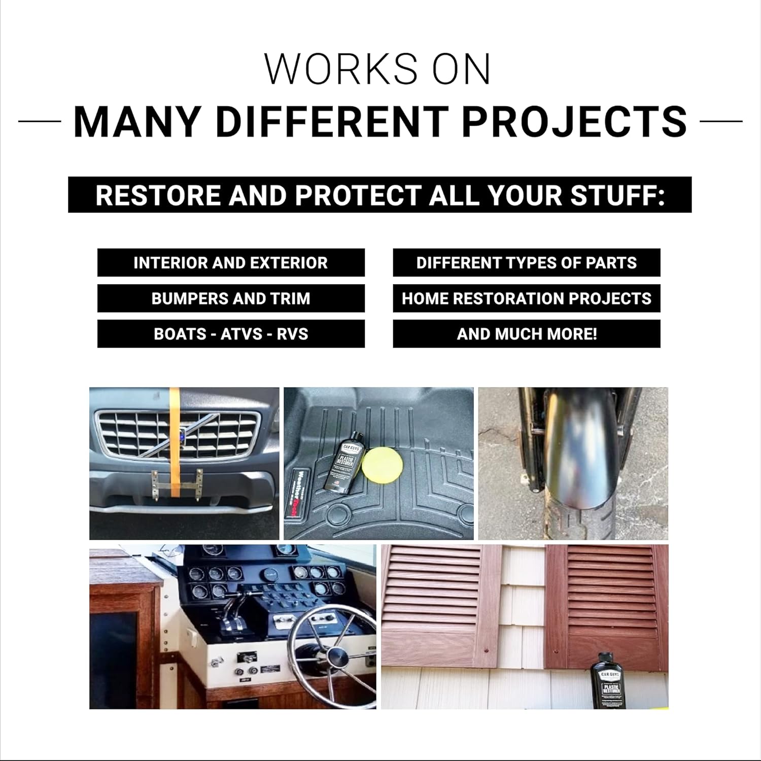 CAR GUYS Plastic Restorer | Bring Plastic, Rubber, and Vinyl Back to Life! | User Friendly Trim