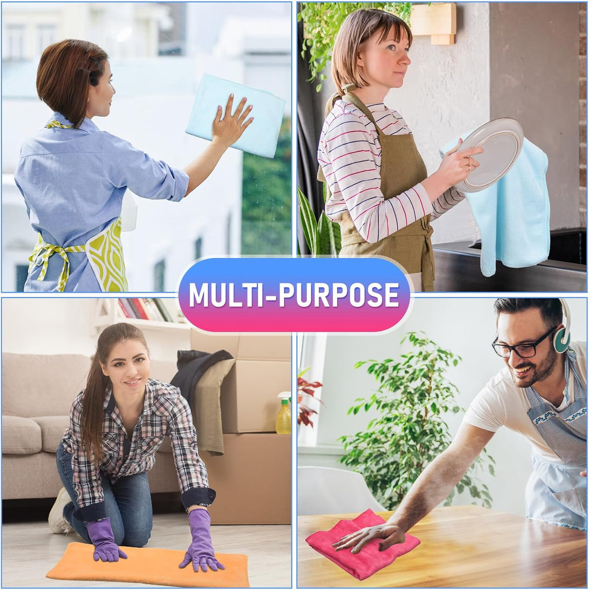 Newwiee 6 Pcs Extra Large Microfiber Cleaning Cloth 30" x 20" Washable Reusable Microfiber Towel