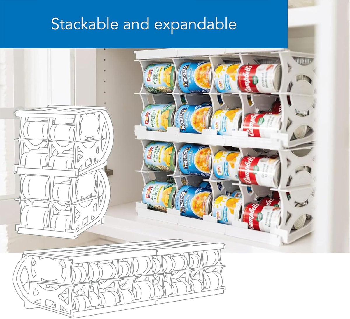Shelf Reliance Cansolidator Pantry - 2-Pack Can Organizer for Pantry, Stackable Soda Can Storage