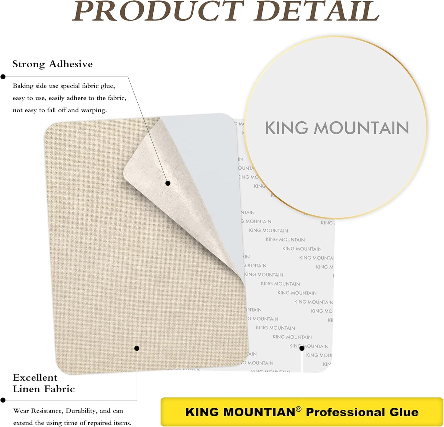 KING MOUNTAIN Coarse Linen Fabric Patches, Self-Adhesive, 12x40 Inch, Multi Color, For Sofa &