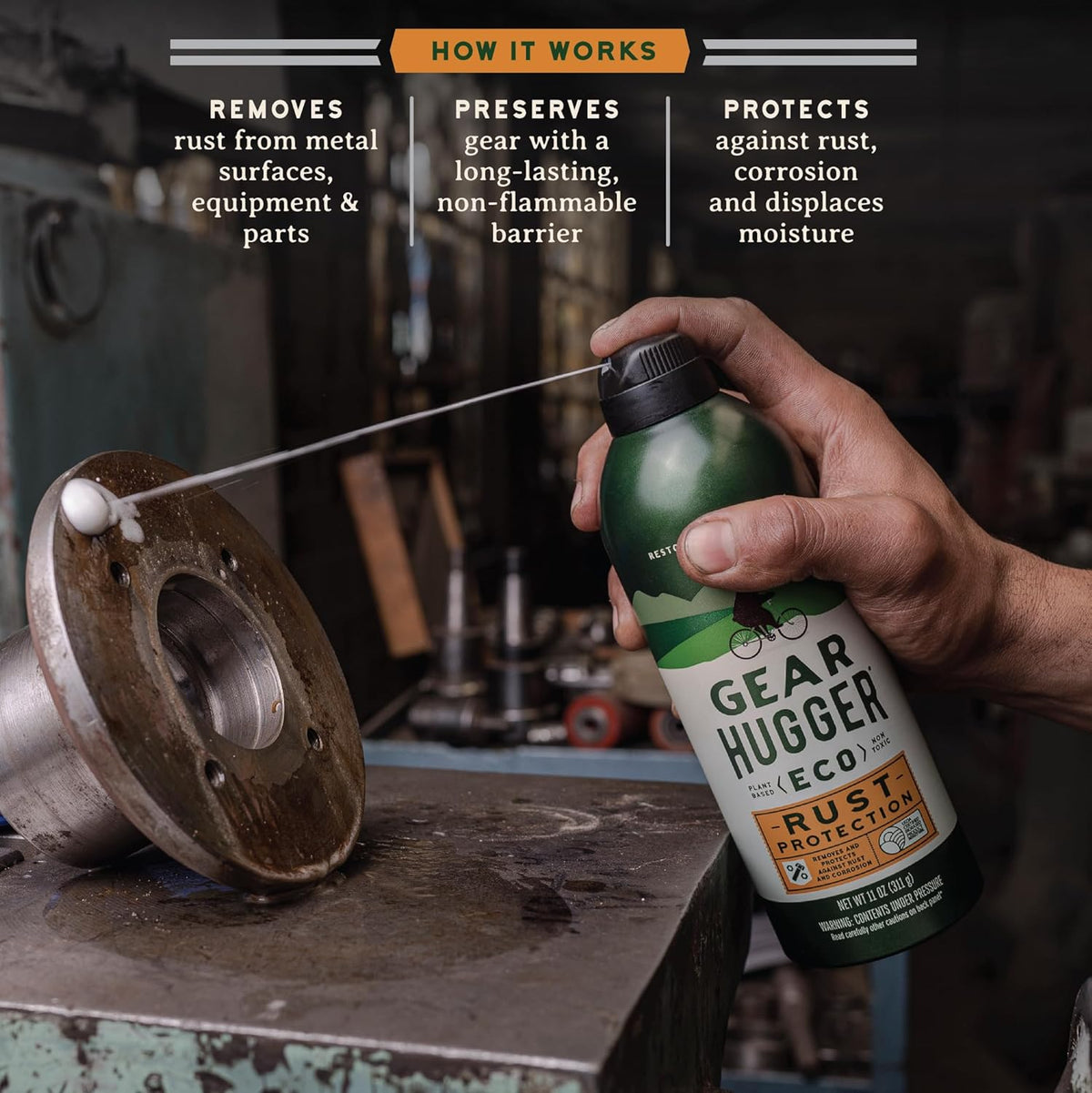 Gear Hugger Lubricant, Degreaser & Rust Remover - Eco-Friendly (11 oz, Pack of 3), Garage Door