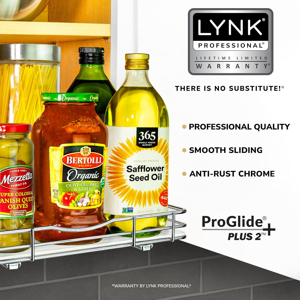 LYNK PROFESSIONAL® Pull Out Spice Rack Organizer for Inside Kitchen Cabinets - 12-1/4 inch Wide