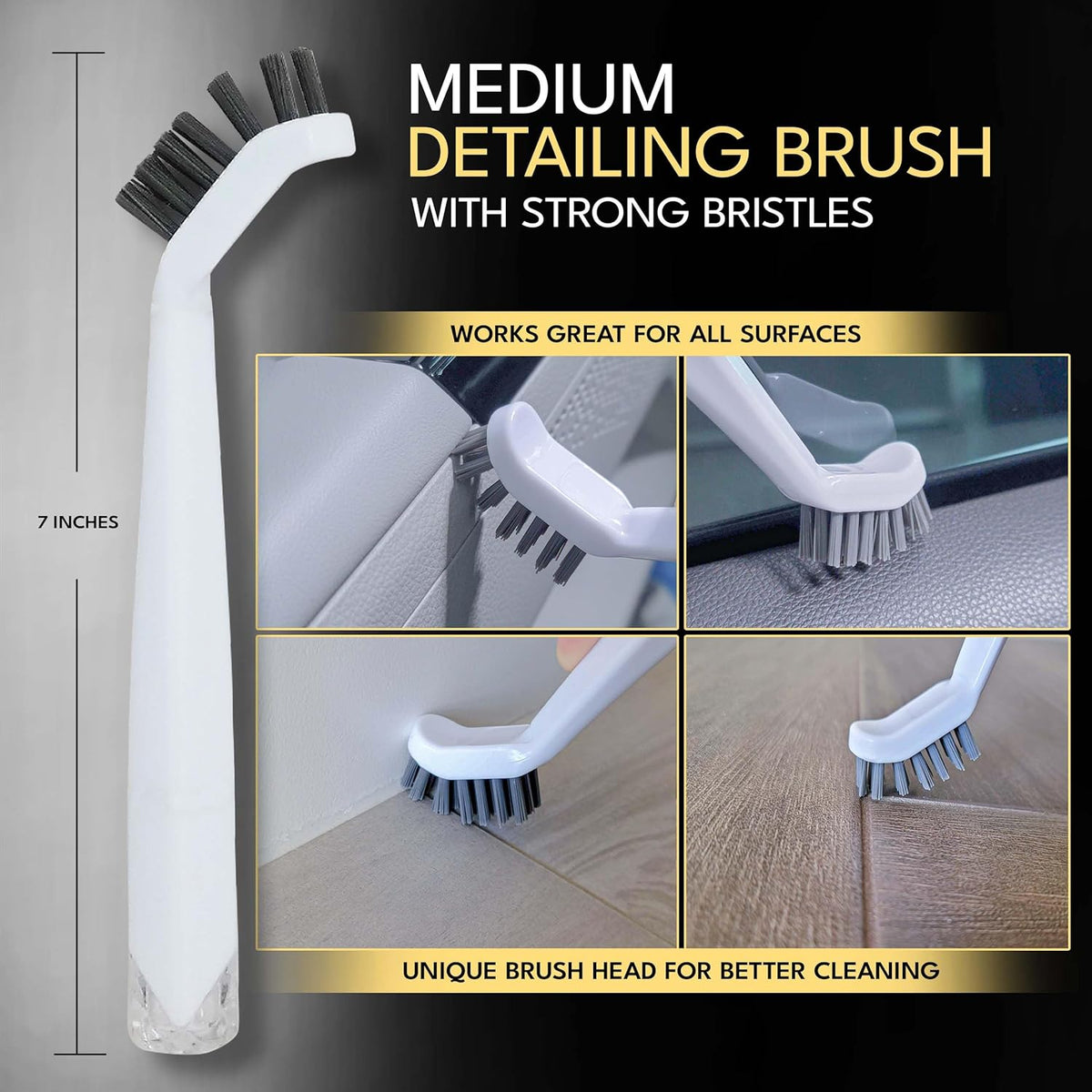 Small Cleaning Brush Set 3pcs—Crevice Brushes for Cleaning—Scrub Brushes Set with Silicone Tipped