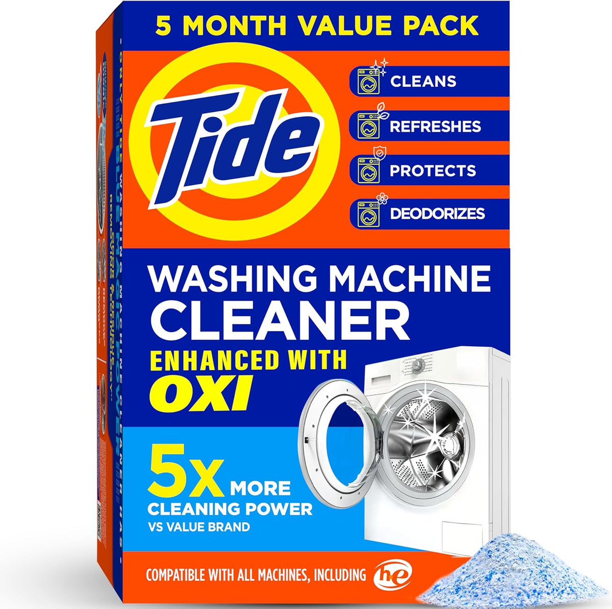 Washing Machine Cleaner by Tide, Washer Machine Cleaner with Oxi for Front and Top Loader Washer