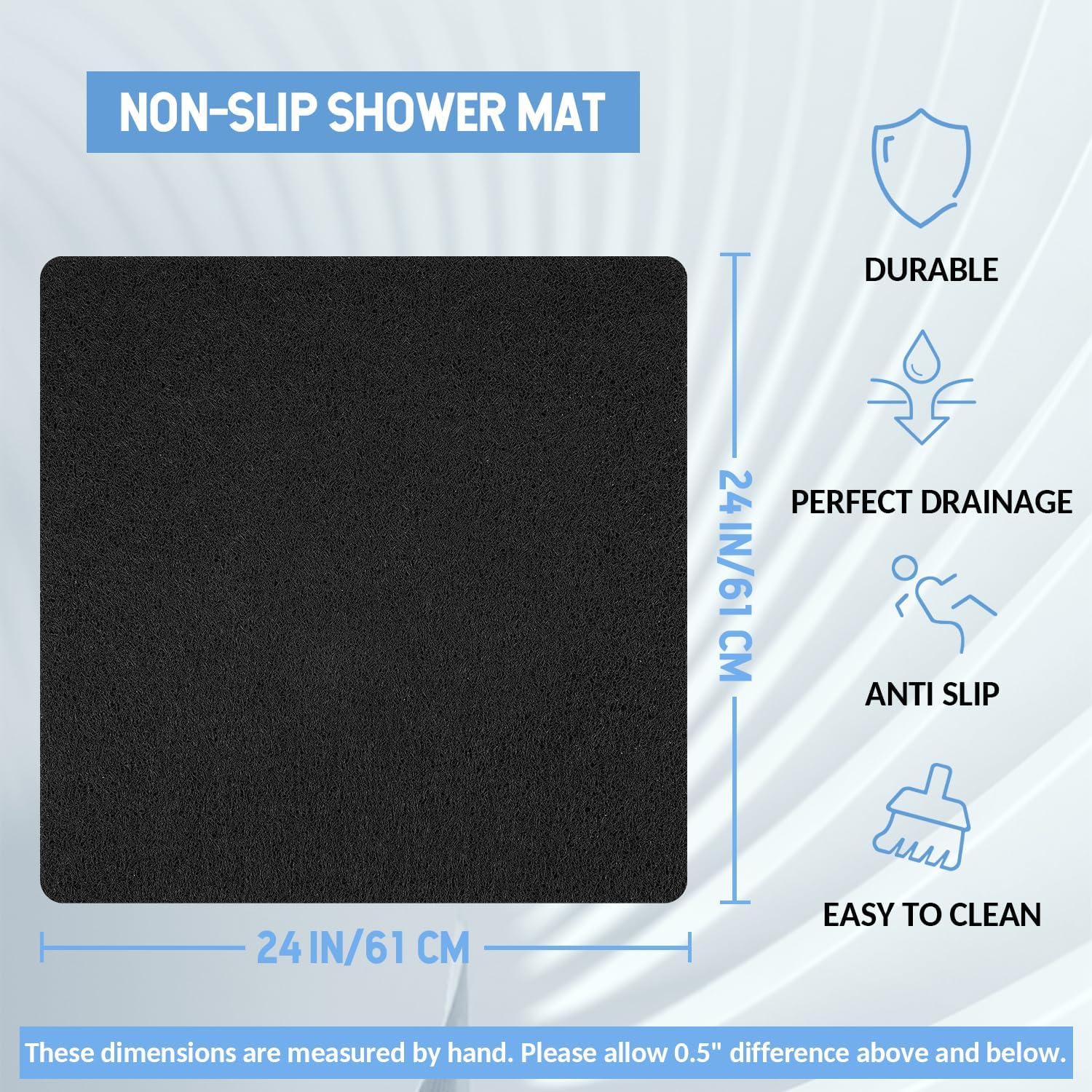 Non-Slip Bathtub Mat, Anti Slip Shower Mat, Fast Drying Bathtub Mats, Foot Scrubber Mat, Anti Slip