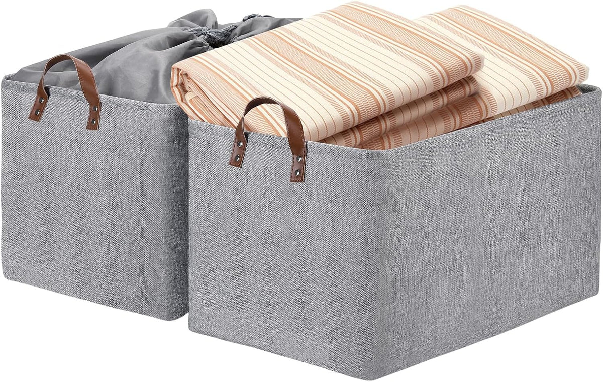 DULLEMELO Large Grey Storage Baskets 70L Oversized Dog Toy Bin Basket, Collapsible 22" X 15" X 13"