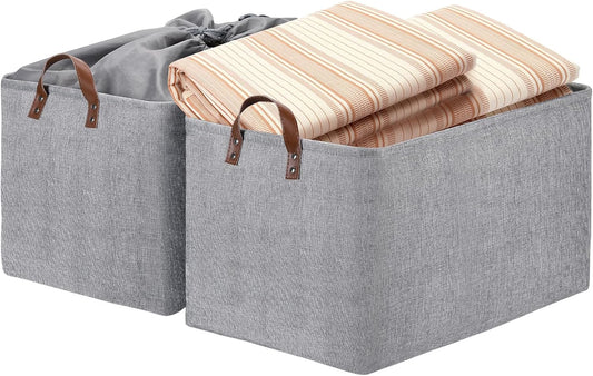 DULLEMELO Large Grey Storage Baskets 70L Oversized Dog Toy Bin Basket, Collapsible 22" X 15" X 13"