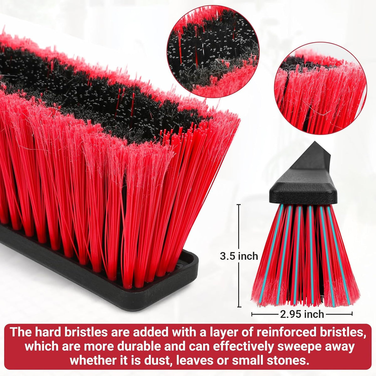 24" Push Broom Outdoor with 63" Long Handle and Stiff Bristles, Heavy Duty Outdoor Broom Brush for
