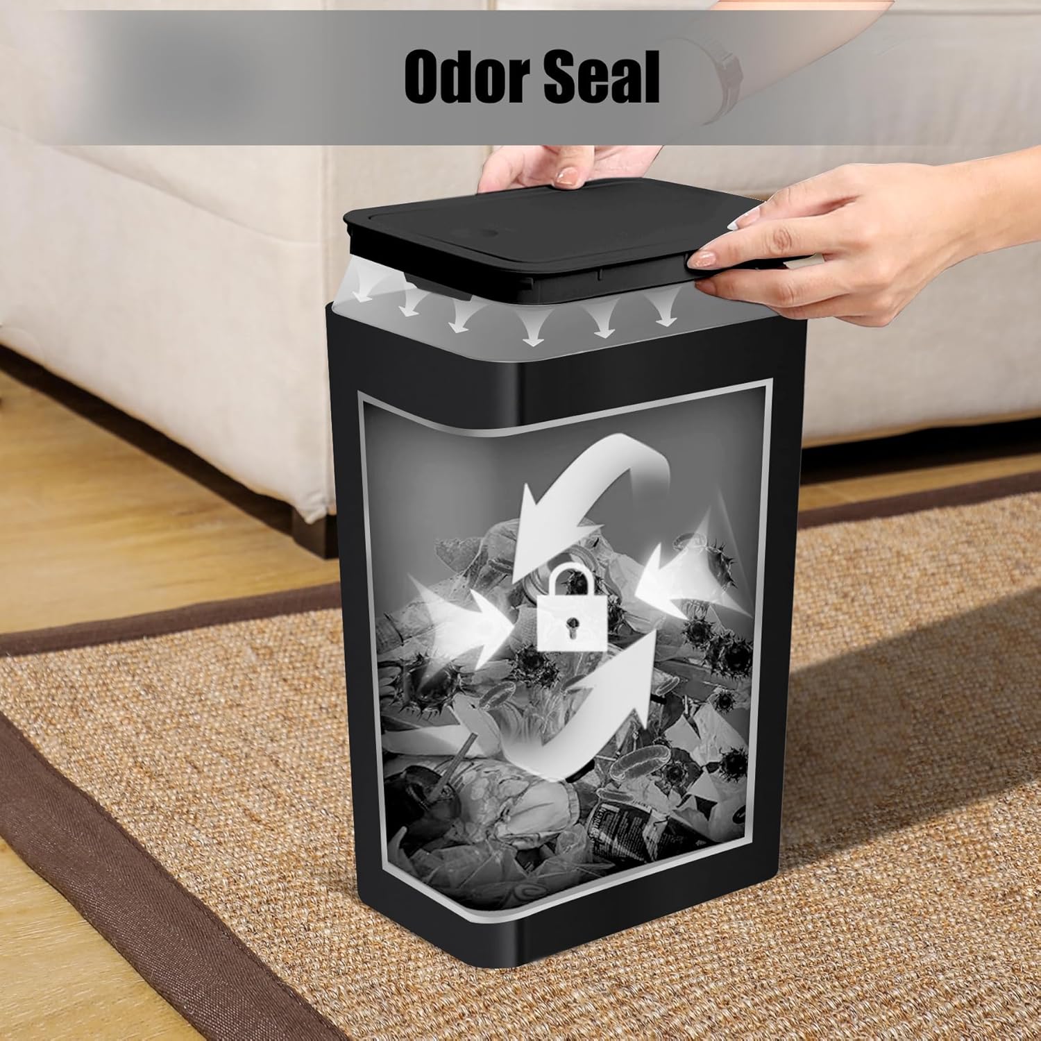 TIPGO Bathroom Trash Can with Lid, 10 Liter/ 2.6 Gallon Slim Garbage Can, Small Trash Bin Waste
