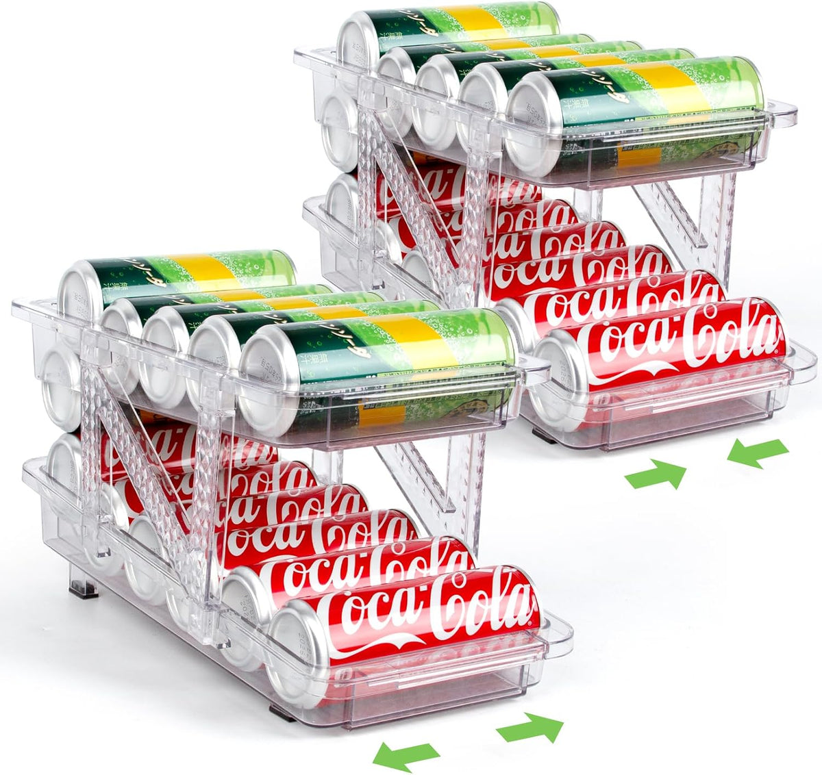 2 Pack Drink Organizer for Refrigerator, Soda Can Dispenser, Adjustable Width Canned Food Pop Cans