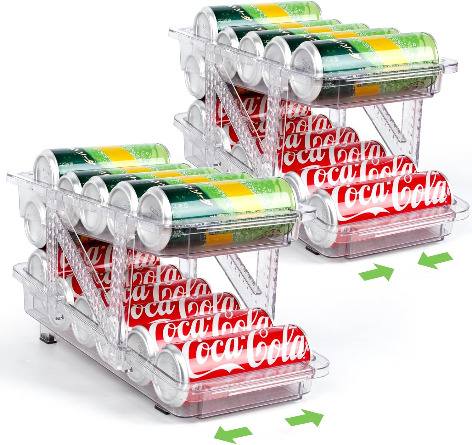 2 Pack Drink Organizer for Refrigerator, Soda Can Dispenser, Adjustable Width Canned Food Pop Cans