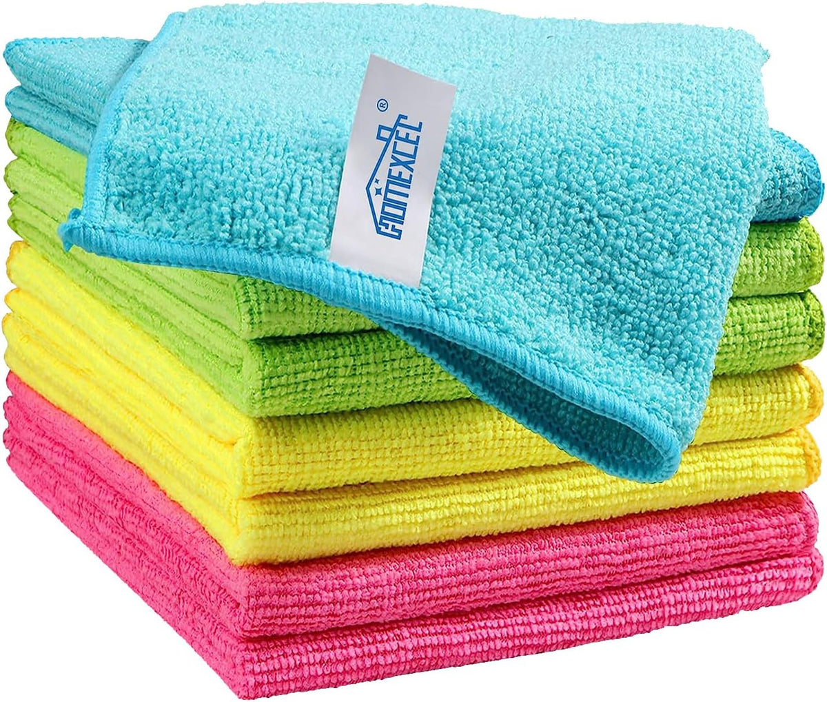 HOMEXCEL Microfiber Cleaning Cloth, 8 Pack Cleaning Rags, Cleaning Towels with 4 Color Assorted