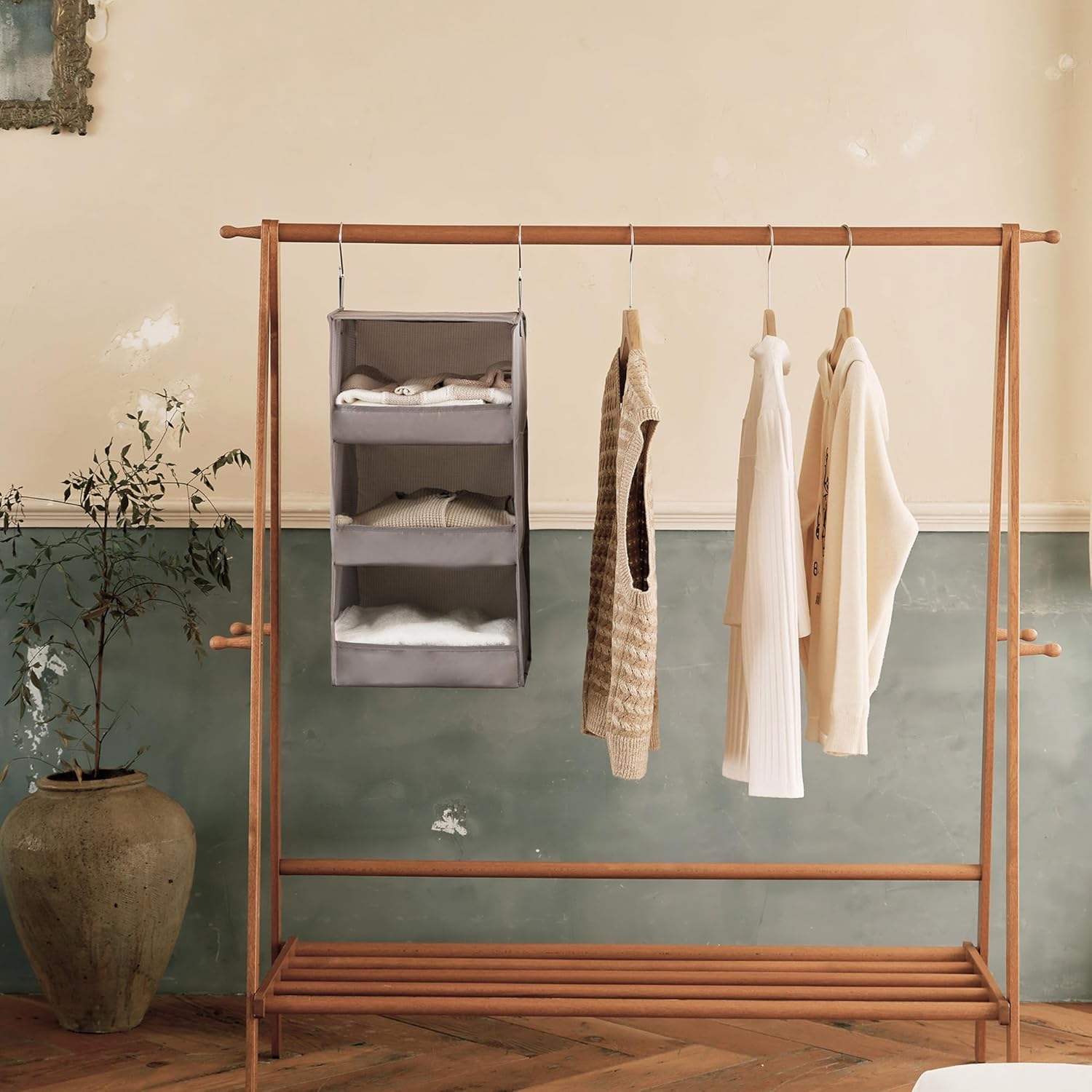 GRANNY SAYS 3-Shelf Hanging Closet Organizer and Storage, Collapsible Hanging Closet Shelves