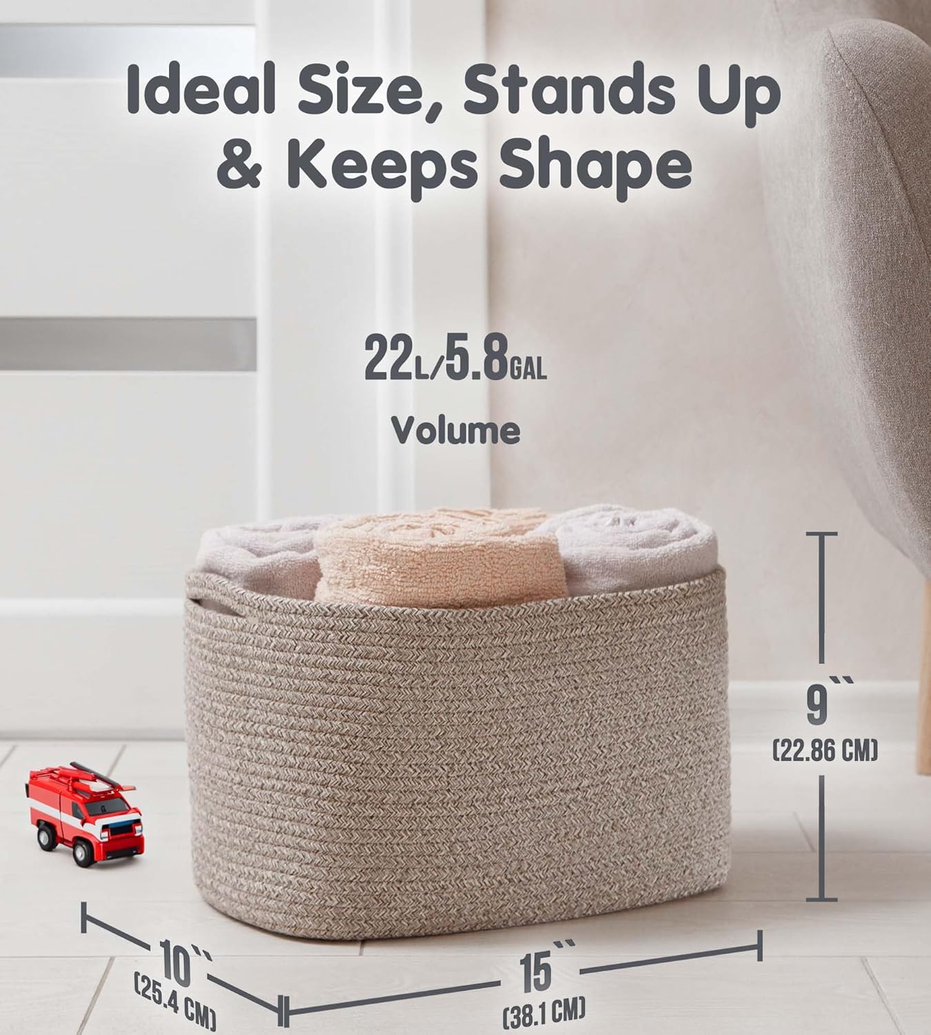 CHAT BLANC Cotton Rope Baskets for Organizing | Storage Baskets for Shelves | Rope Basket for