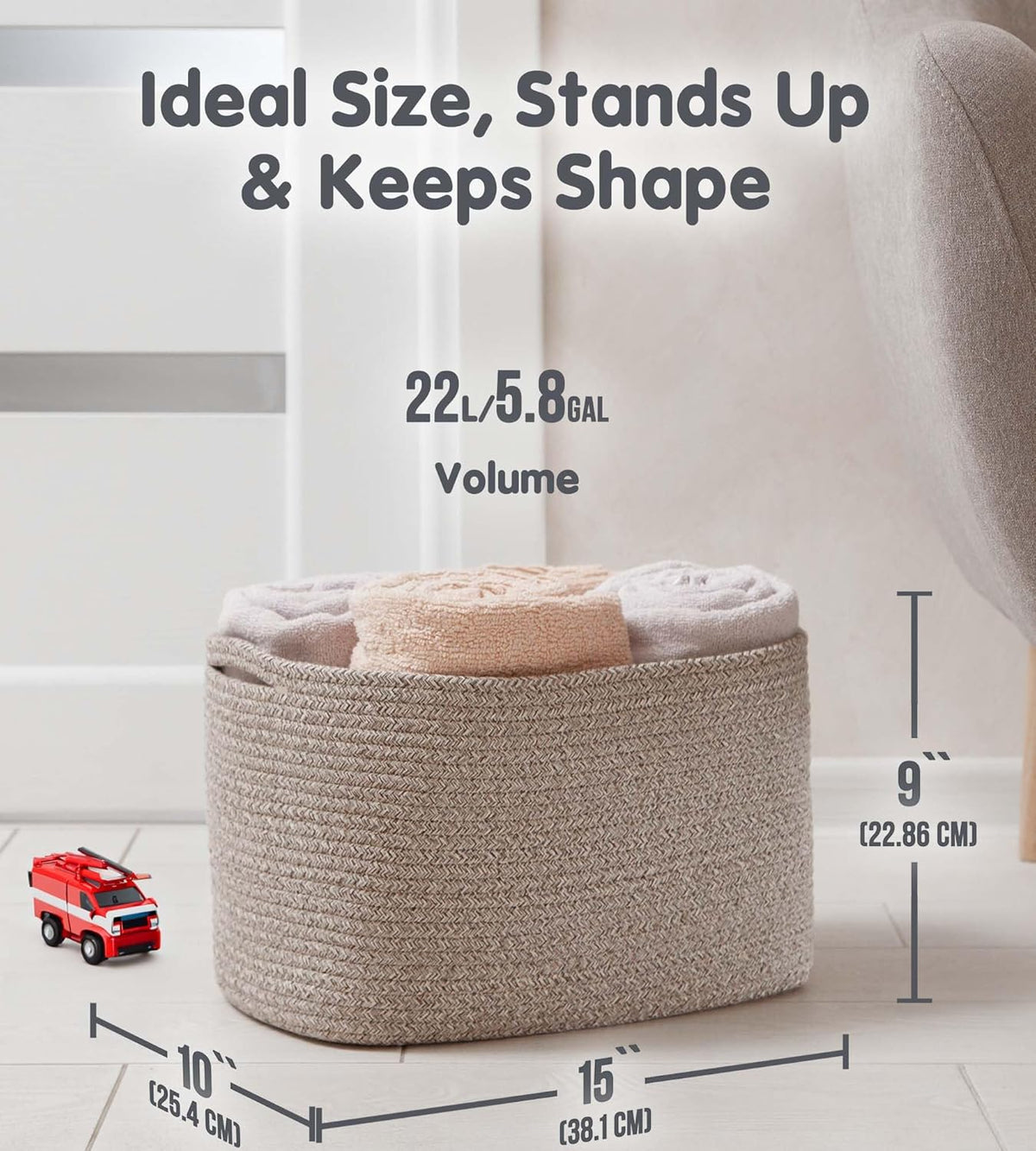 CHAT BLANC Cotton Rope Baskets for Organizing | Storage Baskets for Shelves | Rope Basket for