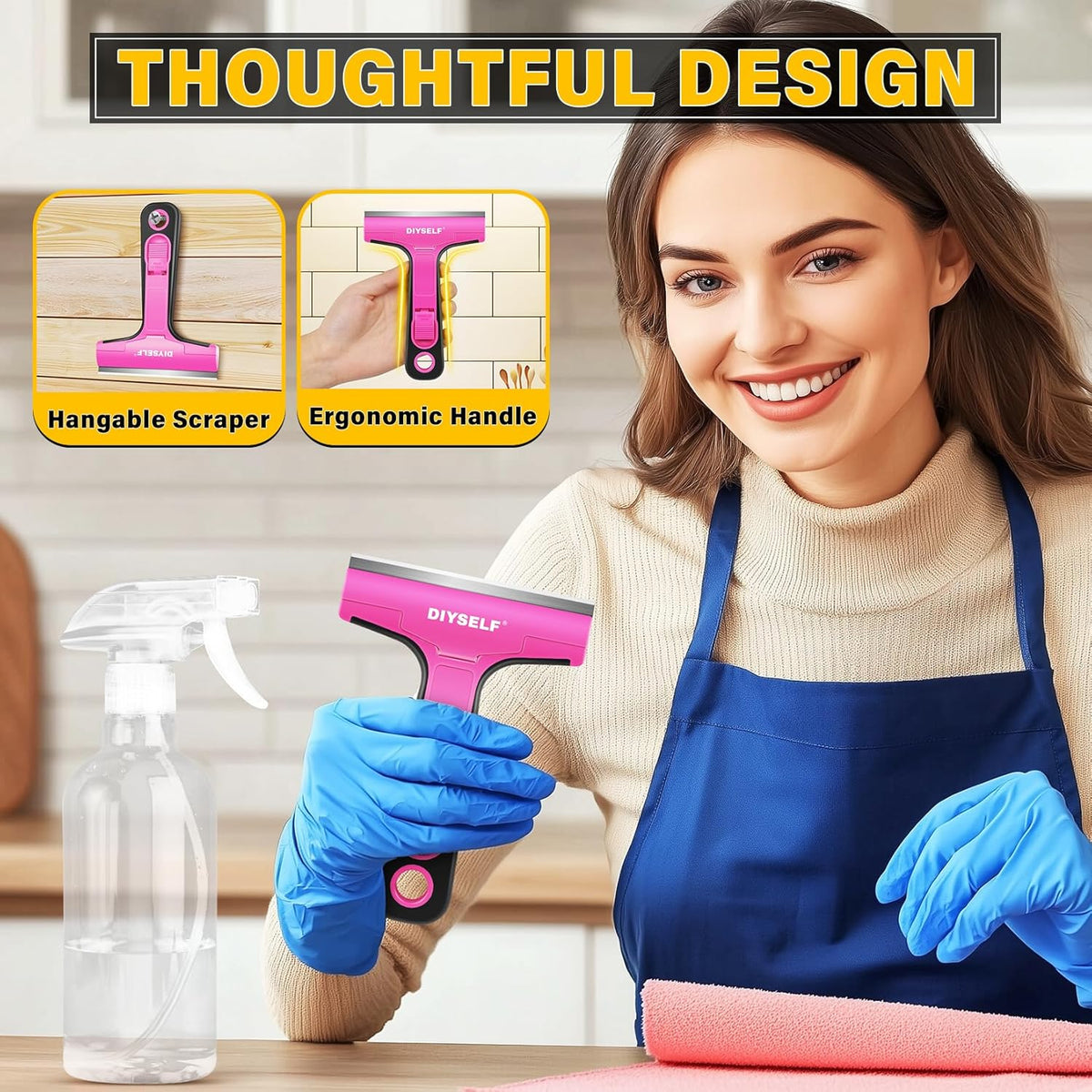 DIYSELF 1 Pack Razor Blade Scraper with 10 Extra Razor Blades, Scraper Tool, Glass Scraper for