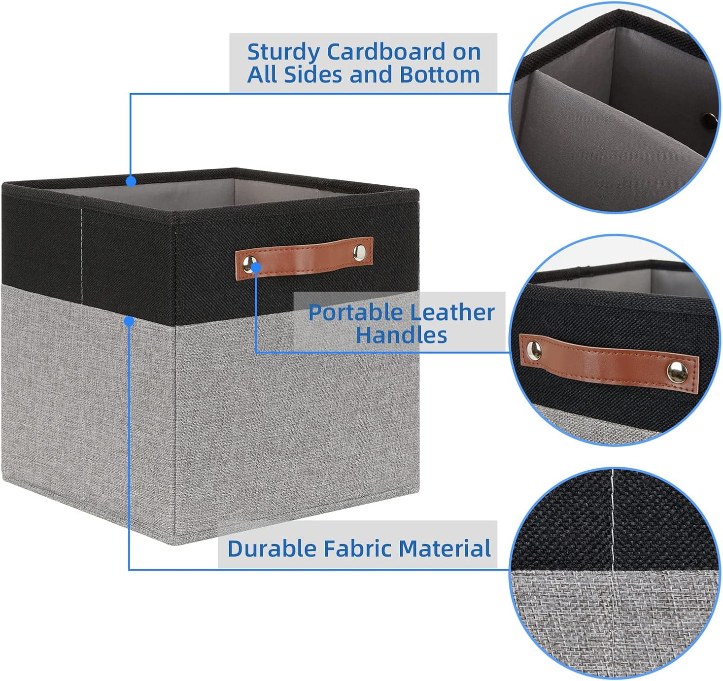 Temary 11 x 11 Cube Storage Bins Fabric Storage Cubes for Shelf, Closet, 4 Pack Cube Basket for