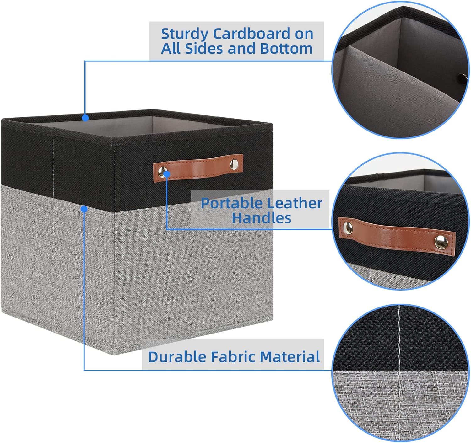 Temary 11 x 11 Cube Storage Bins Fabric Storage Cubes for Shelf, Closet, 4 Pack Cube Basket for