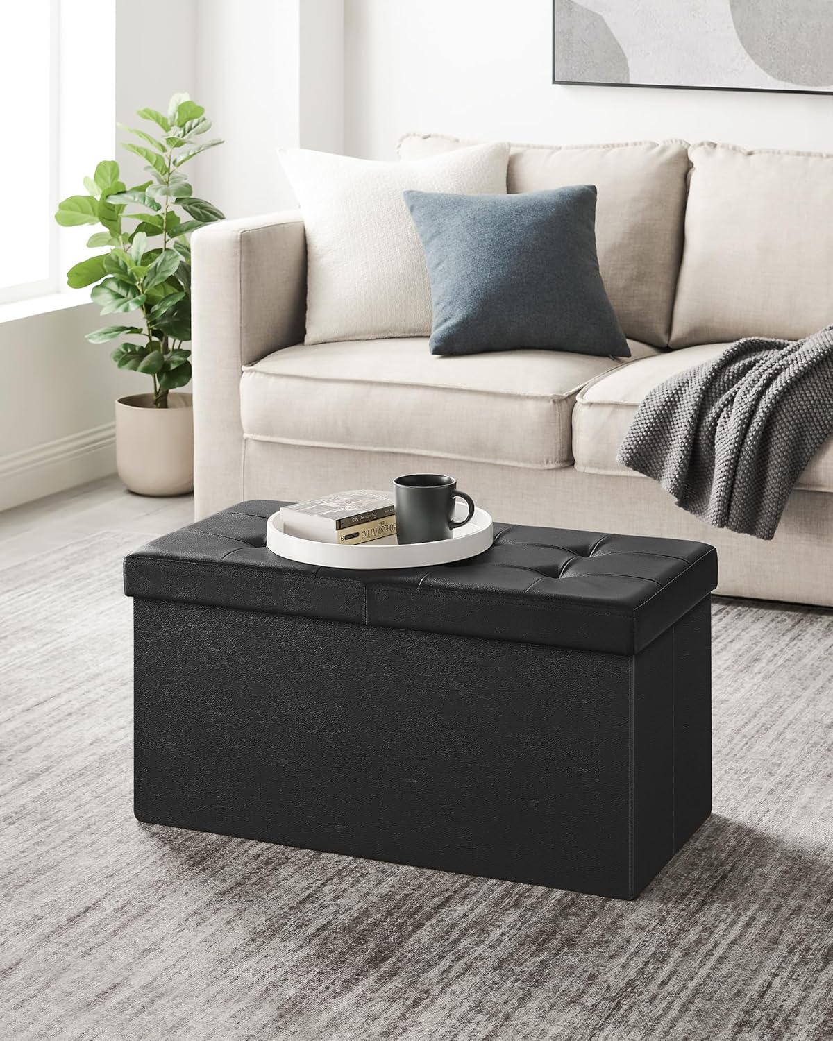 SONGMICS MAZIE Collection - 30 Inches Storage Ottoman Bench with Flipping Lid, Storage Chest