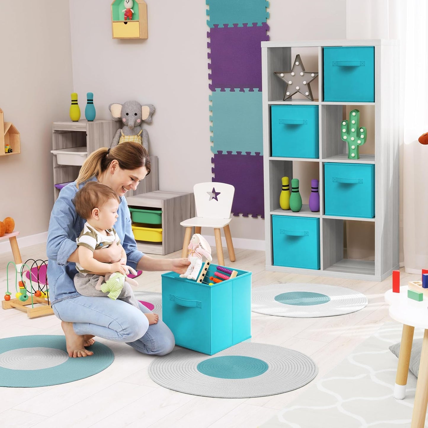 Sorbus Fabric Storage Cubes - 8 Foldable Storage Bins for Organizing Pantry, Cubbies, Toy Box