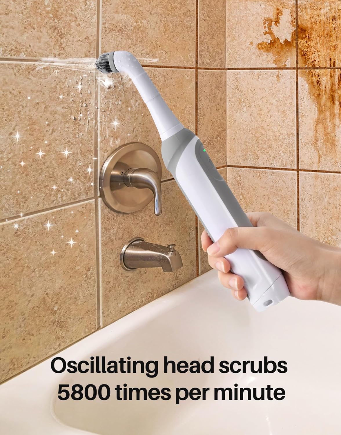 kHelfer Rechargeable Electric Grout Brush with Built-in Battery, Upgraded KH6A Stainless Steel Wire