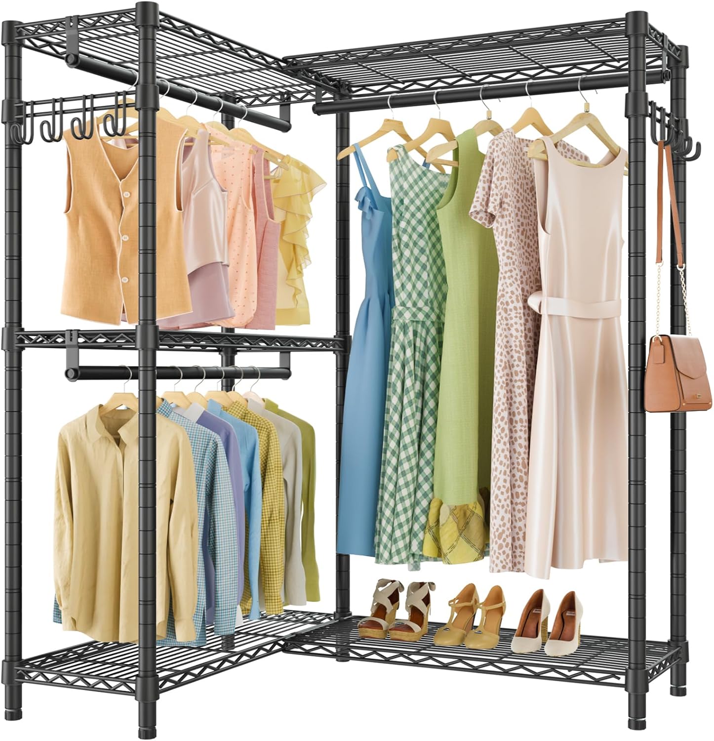 VIPEK L4 Garment Rack L Shaped Clothes Rack for Corner, Freestanding Portable Wardrobe Closet Heavy