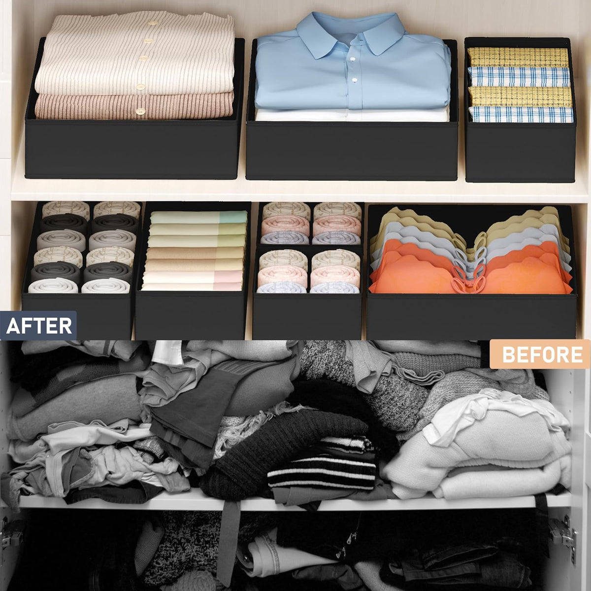 DIMJ Drawer Organizer Clothes - 16 Pack Baby Dresser Organizer for Nursery, Foldable Drawer